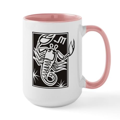White/Pink Inside - Scorpio Coffee Mug / Cup 15Oz