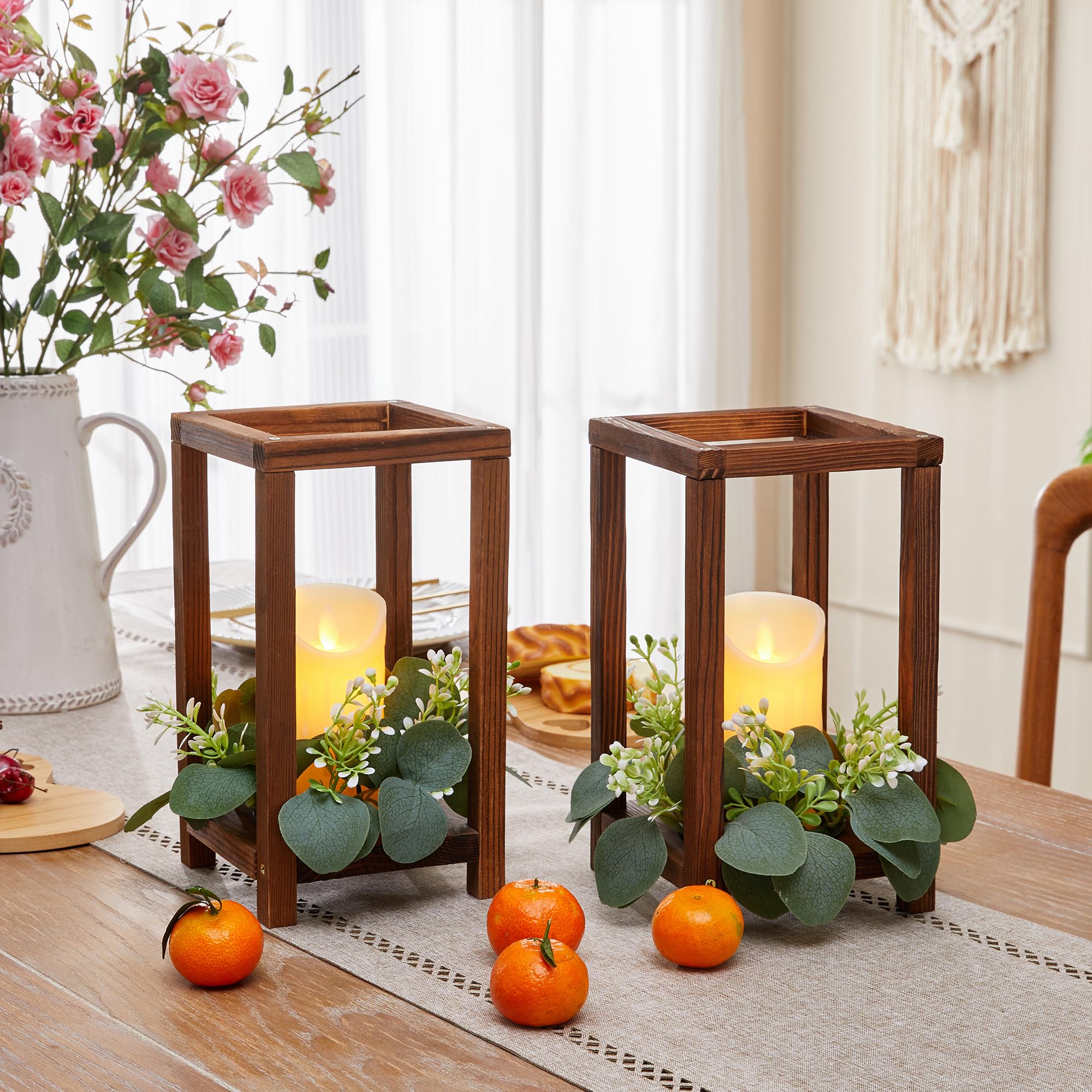24-Piece Wooden Wedding Lantern Centerpiece Set - Rustic Farmhouse Candle Holders for Tables, Fireplaces, and Barn Weddings - Perfect for Table Decor, Country Weddings & Home Décor (No Candles or Flowers Included) - Ideal for Wedding Receptions, Anniversary Parties & Romantic Dinner Settings