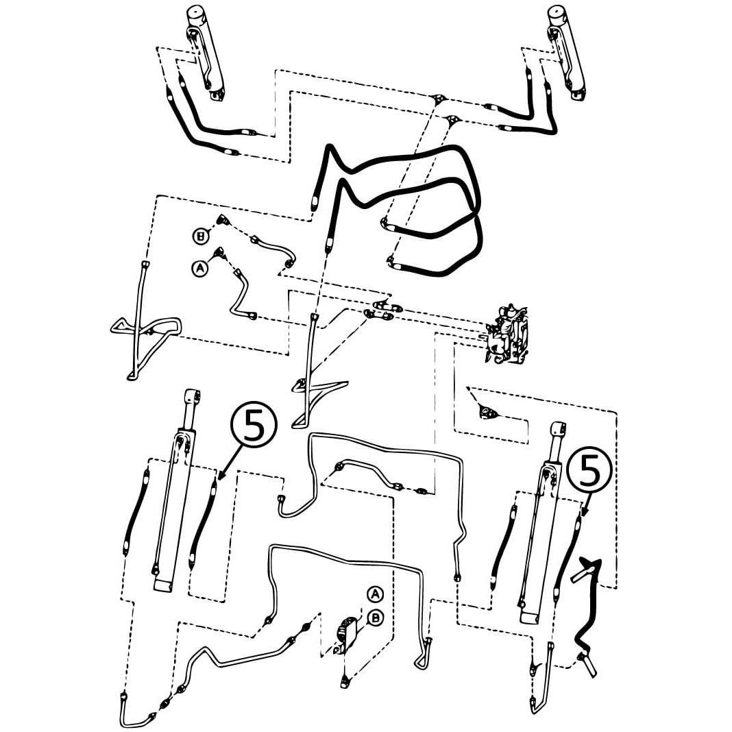 Bobcat T300 & T320 Hydraulic Hose for Loader Lift Cylinders - 5 Bore Ends - Heavy-Duty Replacement Part for Construction & Landscaping Equipment