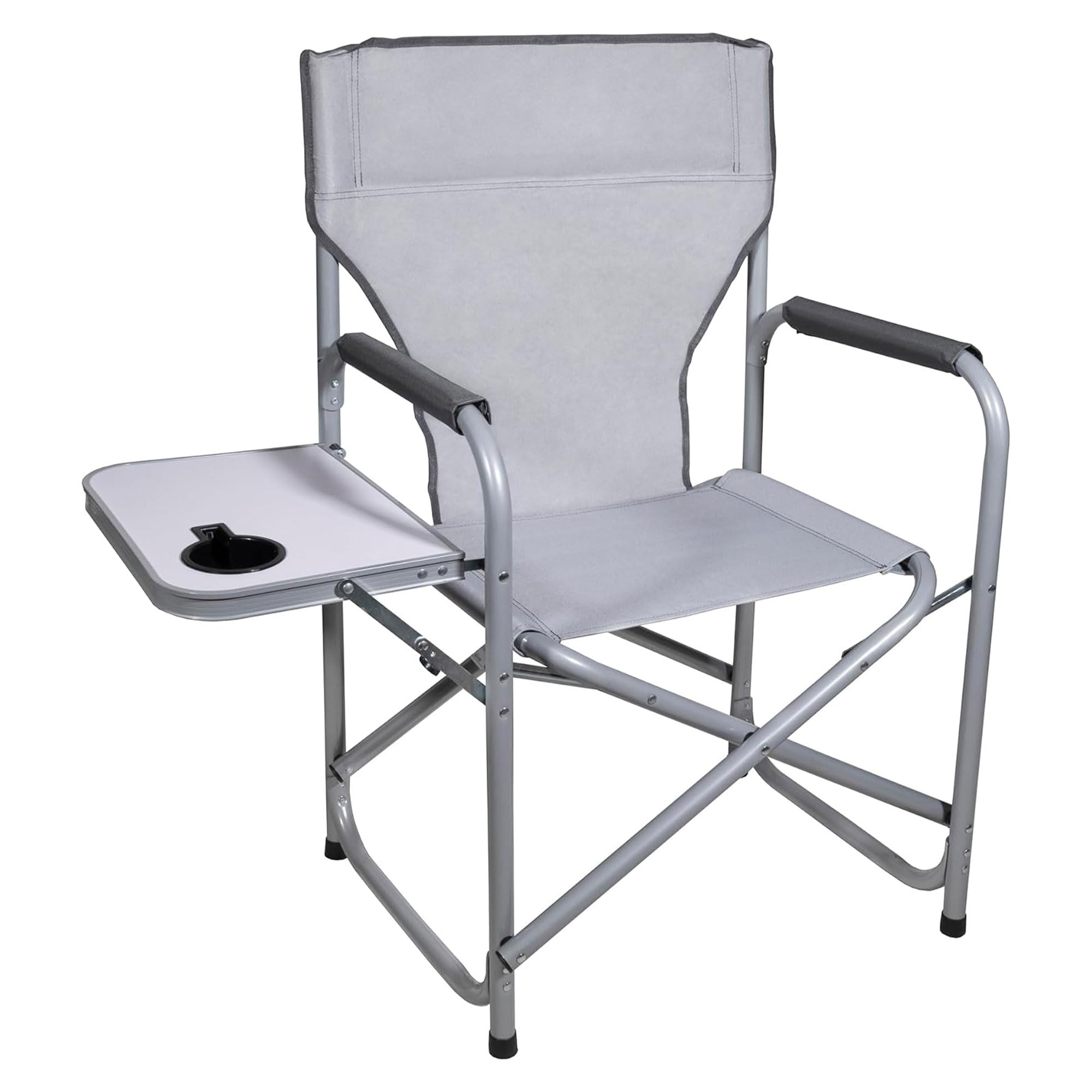 Portable Polyester Director Chair with Side Table - 6 Pack Gray Outdoor Patio Furniture Set for Backyard, Beach, Camping & Picnic Seating