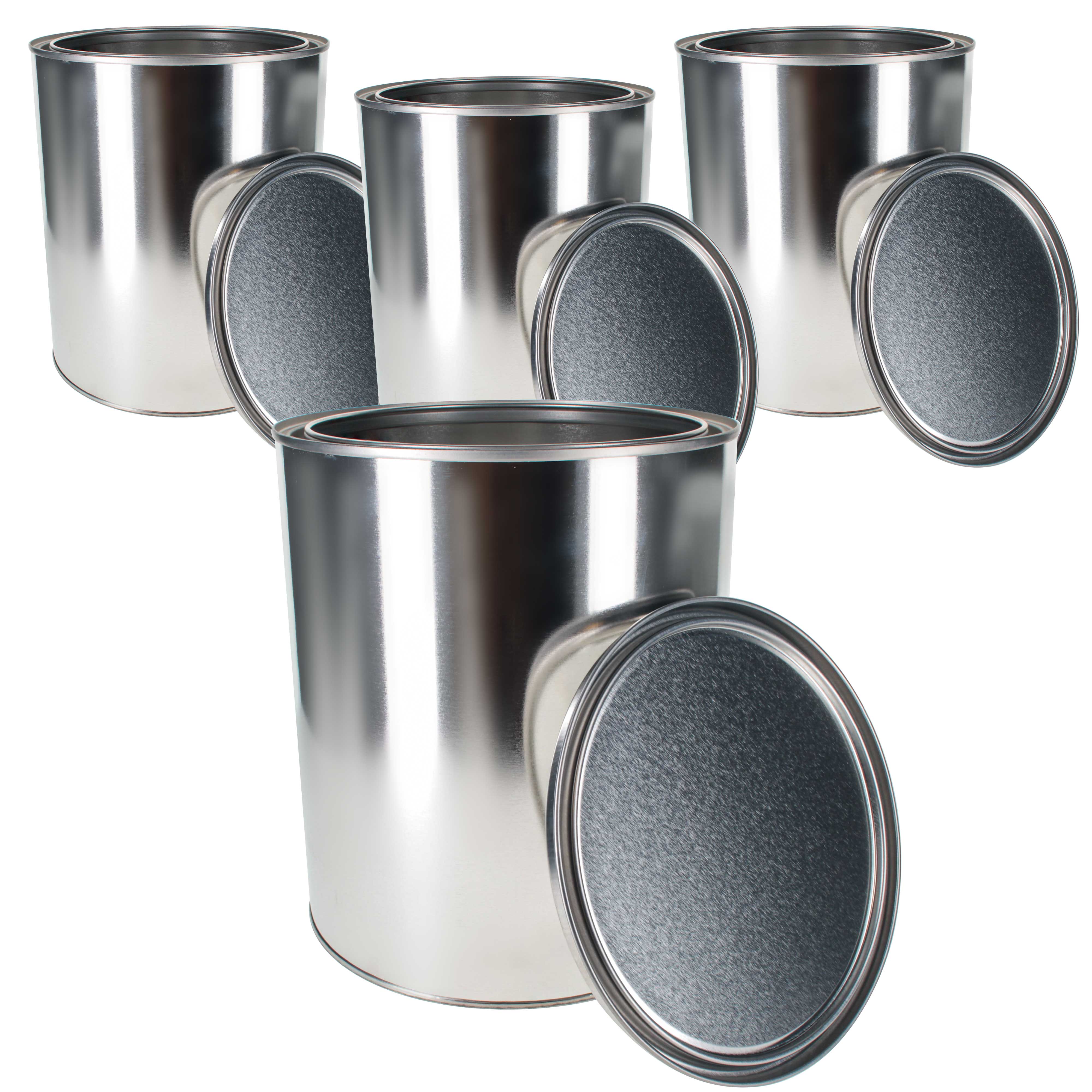 1 Gallon Unlined Empty Metal Paint Can Bucket with Triple Tight Lid Seal - Pack of 4 (128 fl oz) - Steel Coating Storage Container for Leftover Oil-Based Paint, Automotive & DIY Projects - Ideal for Paint Storage, Workshop Organization & Home Improvement