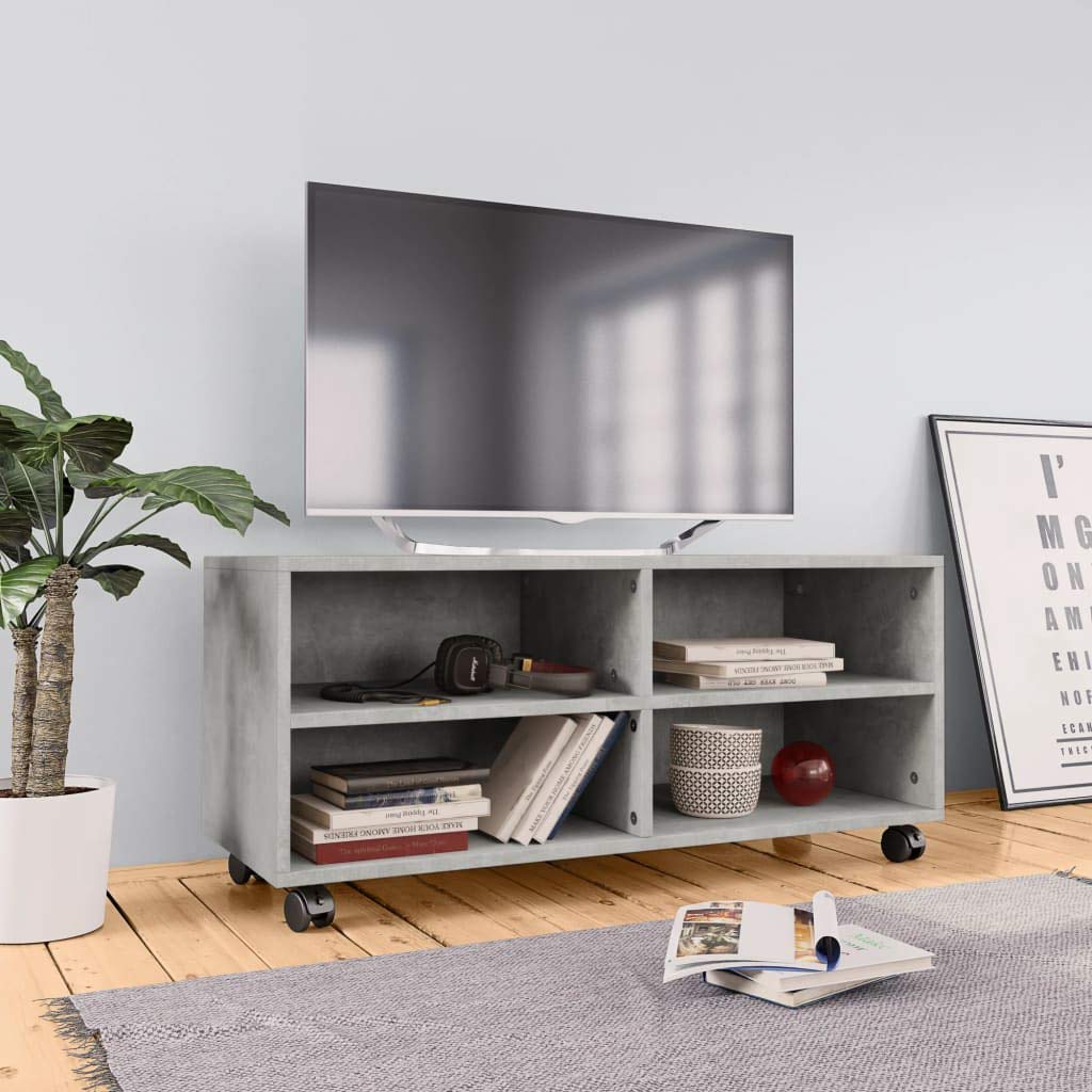 Mid-Century Modern TV Stand - HLLNME Entertainment Center with Storage for Living Room & Office, Sturdy Chipboard Design - Perfect for TVs, Gaming Consoles & Media Storage