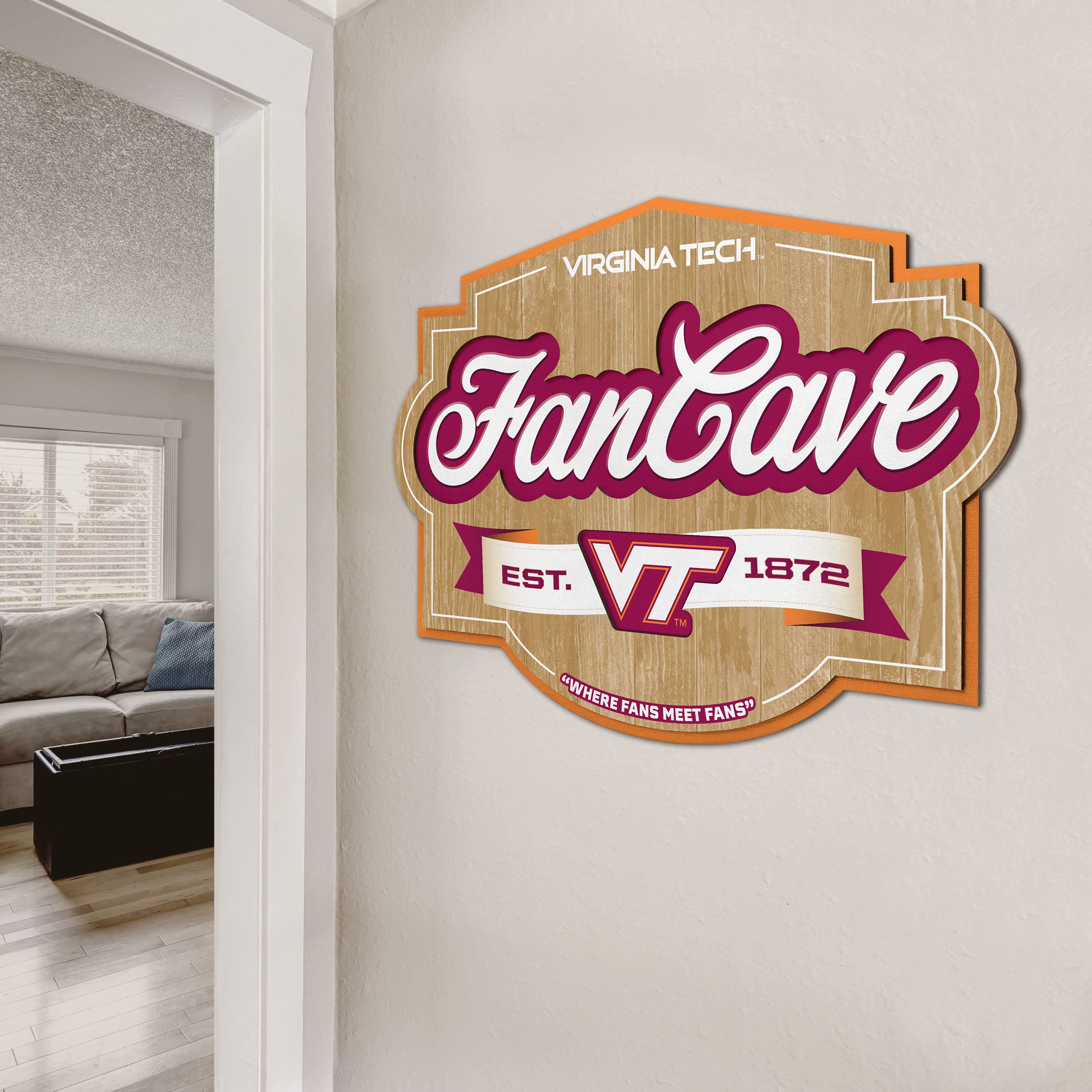 YouTheFan NCAA College Sports Team Logo Fan Cave Sign - Perfect for Game Room, Man Cave, Sports Bar & Tailgating Decor