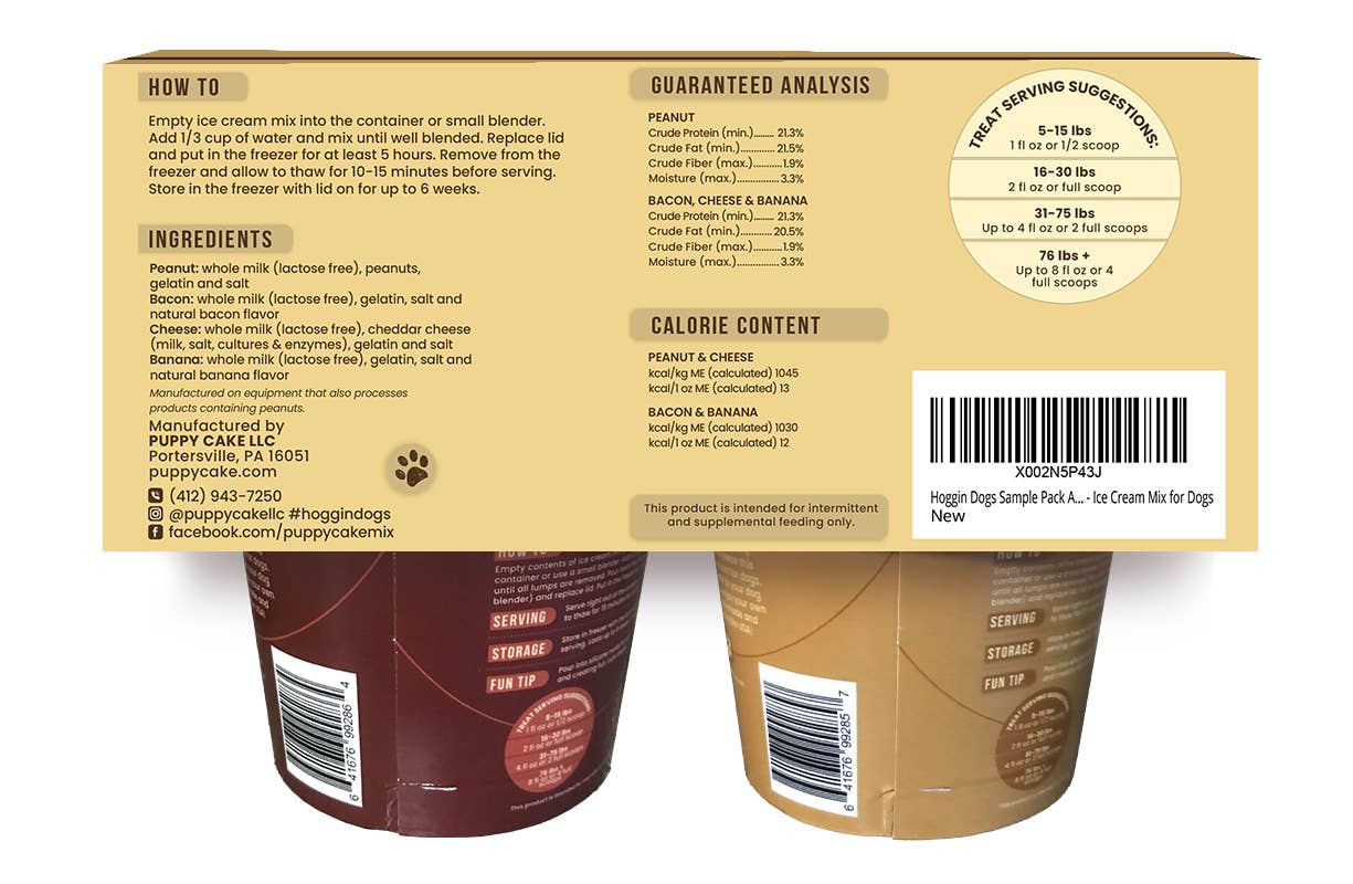 Hoggin' Dogs Ice Cream Mix Sample Pack - All 4 Flavors for Dogs | Premium Frozen Treats for Pets | Perfect for Summer Cooling & Training Rewards