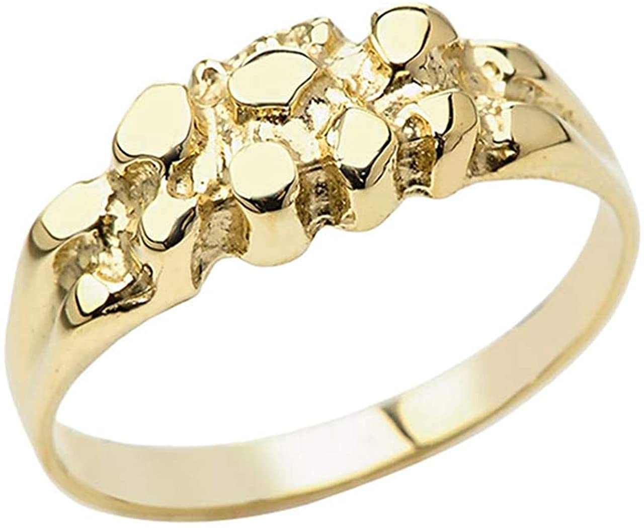 10K Rose Gold, White Gold, or Yellow Gold Nugget Pinky Ring - Elegant Tapered Band for Men & Women - Perfect for Gifts, Weddings, and Everyday Luxury