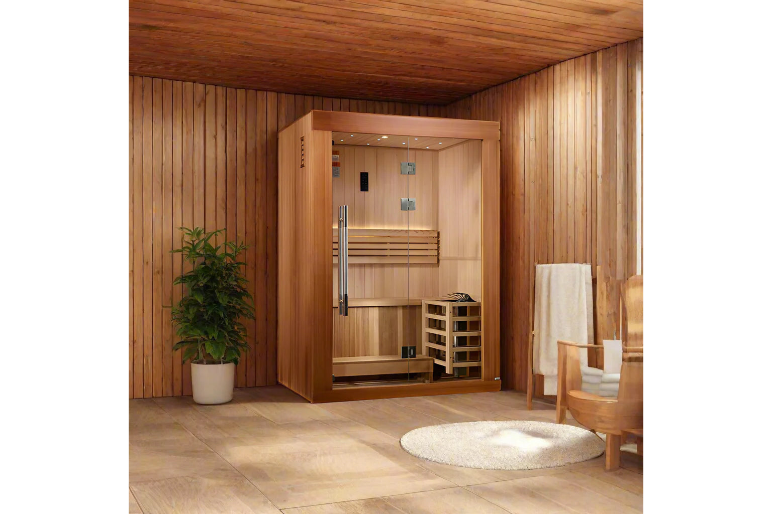 Golden Designs Sundsvall Edition 2-Person Indoor Outdoor Traditional Sauna - Premium Wooden Home Spa for Relaxation & Detox (2025 Model) - Perfect for Home, Backyard, Gym or Cabin Use
