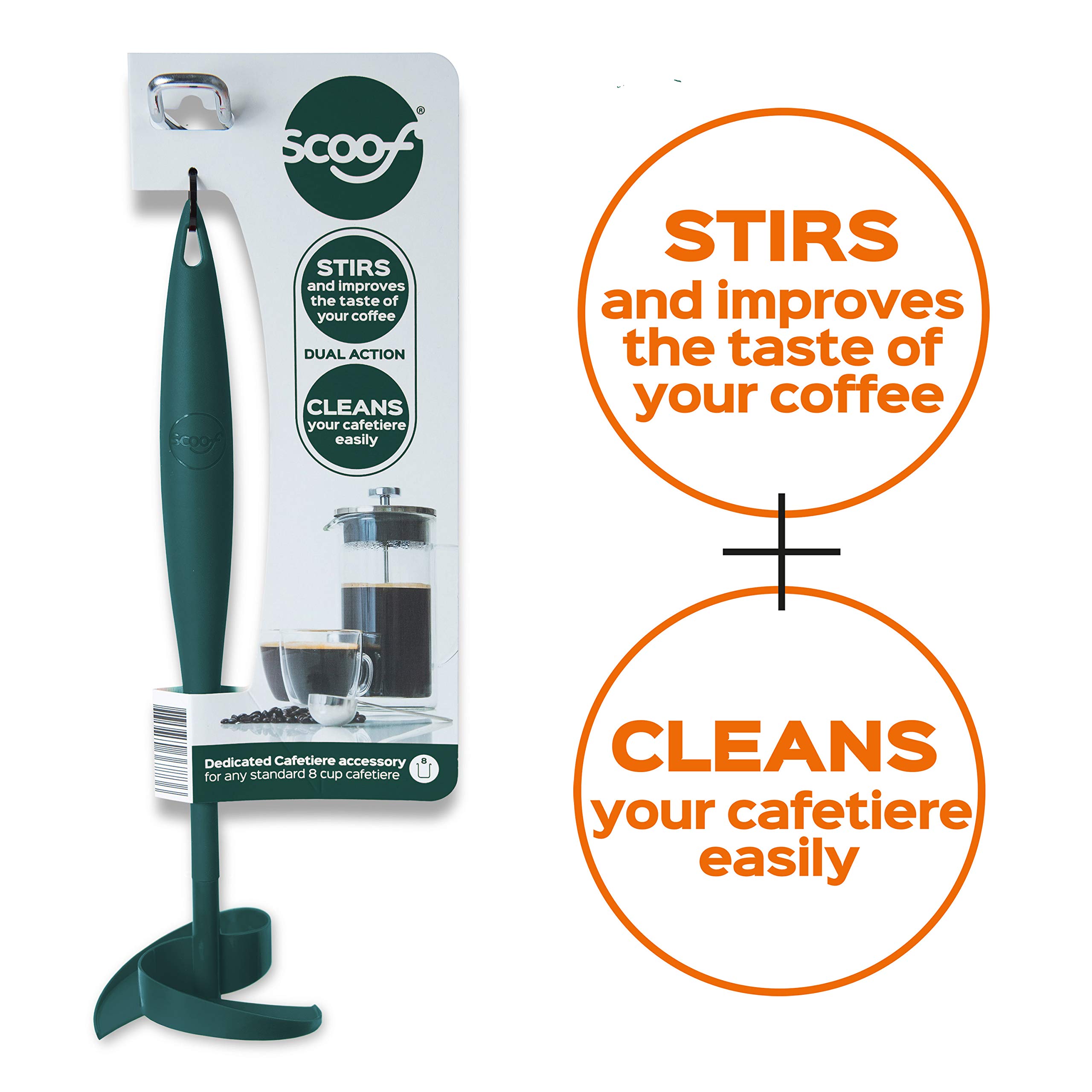 Premium French Press Coffee Stirrer & Scoop - Stainless Steel Flavor Enhancer for French Press & Cafetiere - Easy Twist Cleanup - Teal Green - Perfect for Home Brewing & Coffee Enthusiasts
