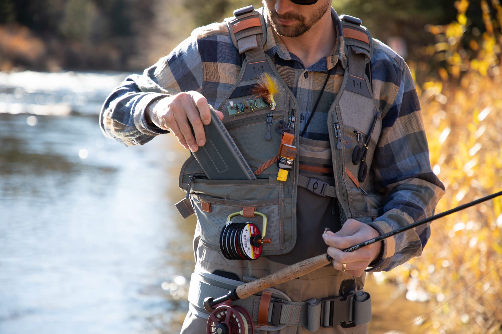 Flint Hills Men's Fly Fishing Vest - Gravel | Durable & Lightweight Fishing Vest for Anglers | Perfect for Stream, River & Lake Fishing