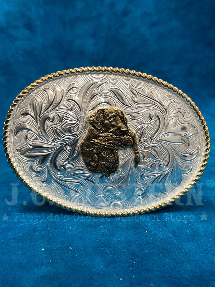 Montana Silversmiths 1256 942L Bird Dog Western Buckle - Genuine Silver Cowboy Belt Buckle for Men - Perfect for Rodeo, Western Fashion & Country Events