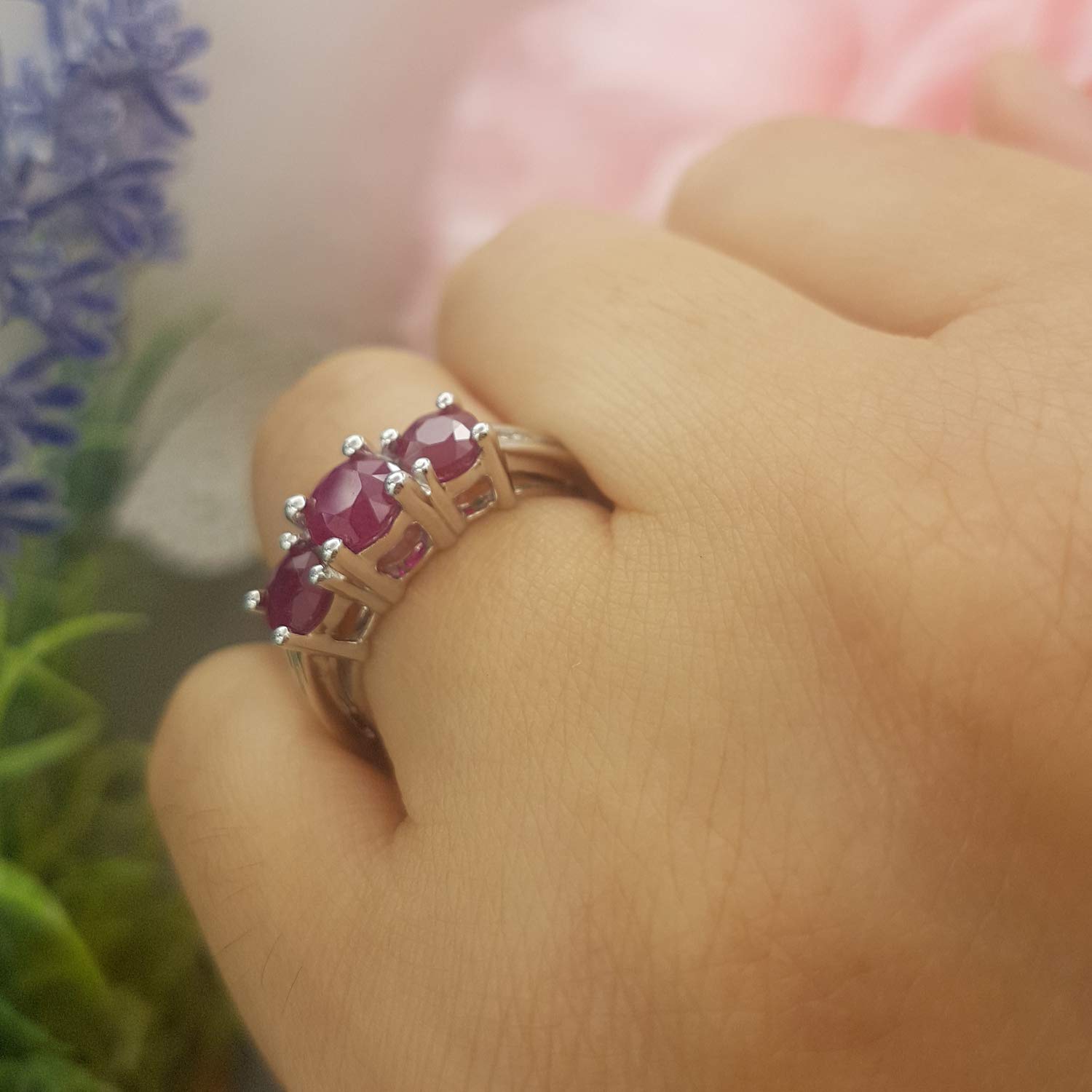 Dazzlingrock Collection 10K Solid White Gold Round Ruby & White Diamond Women's Bridal Engagement Ring – Perfect for Proposals, Anniversaries & Special Occasions