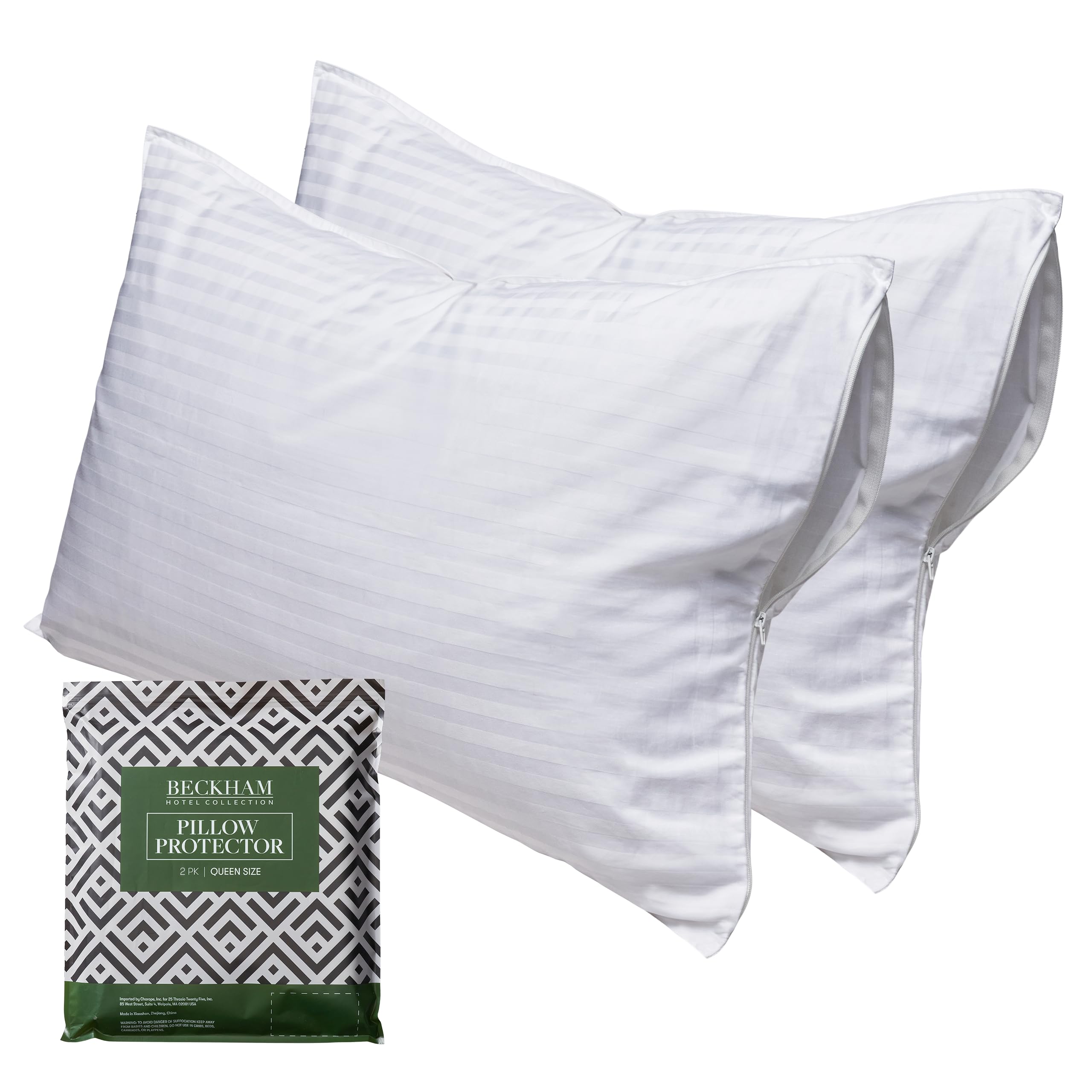 Beckham Queen Pillow Protector Set of 2 - Soft Breathable Cotton for Hotels & Home