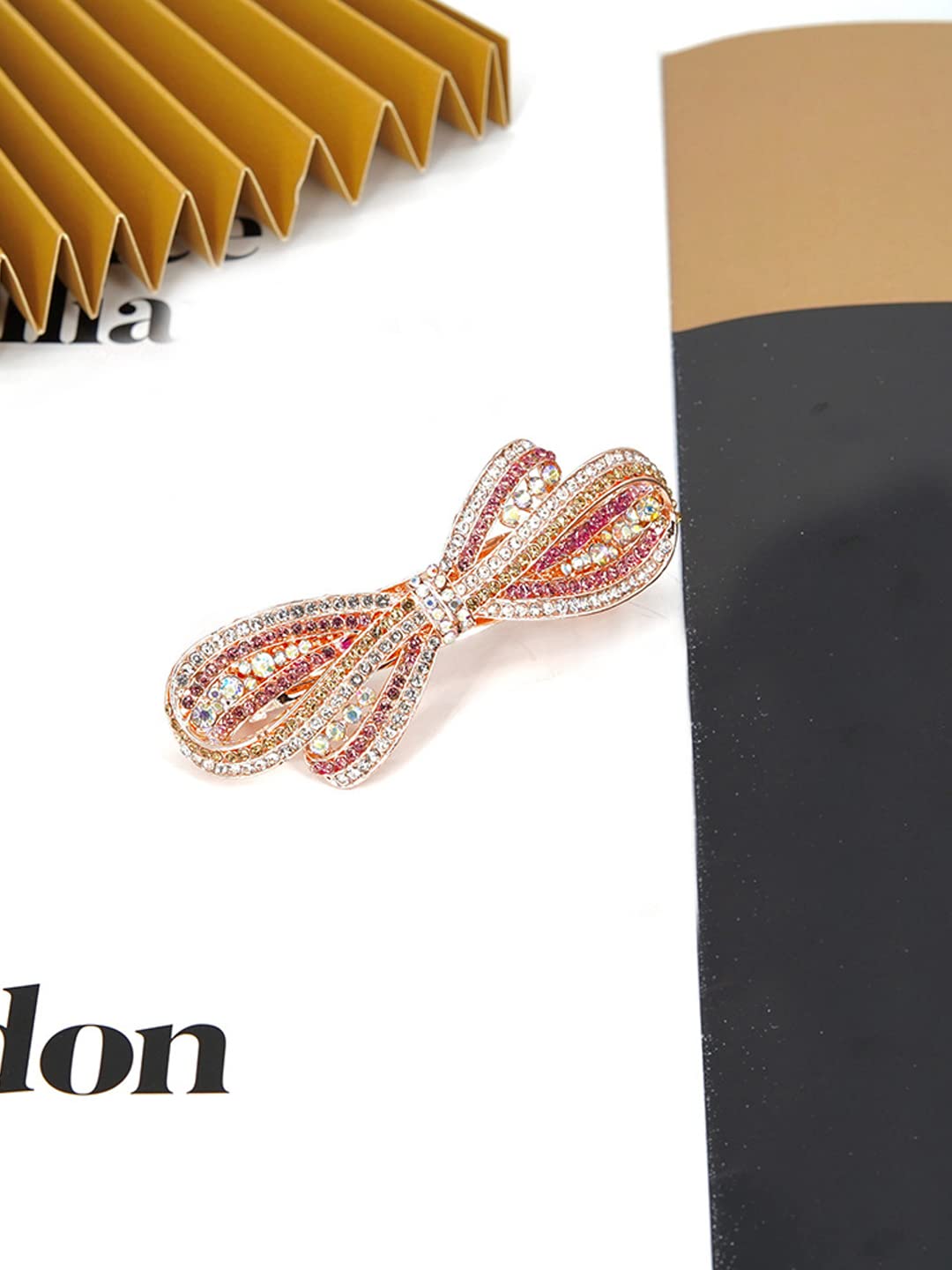 Yellow Crystal Hair Clips for Women & Girls - Elegant French Barrette Hair Accessories for School, Work, Parties & Special Occasions