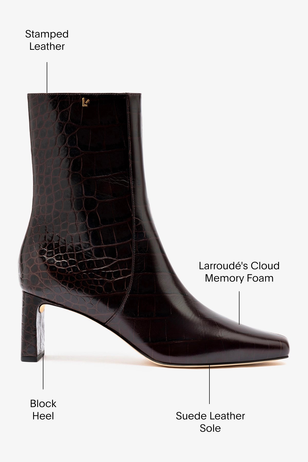 Alexis Bootie Dark Croco Embossed Leather Ankle Boots for Women - Stylish & Comfortable for Office, Party & Night Out
