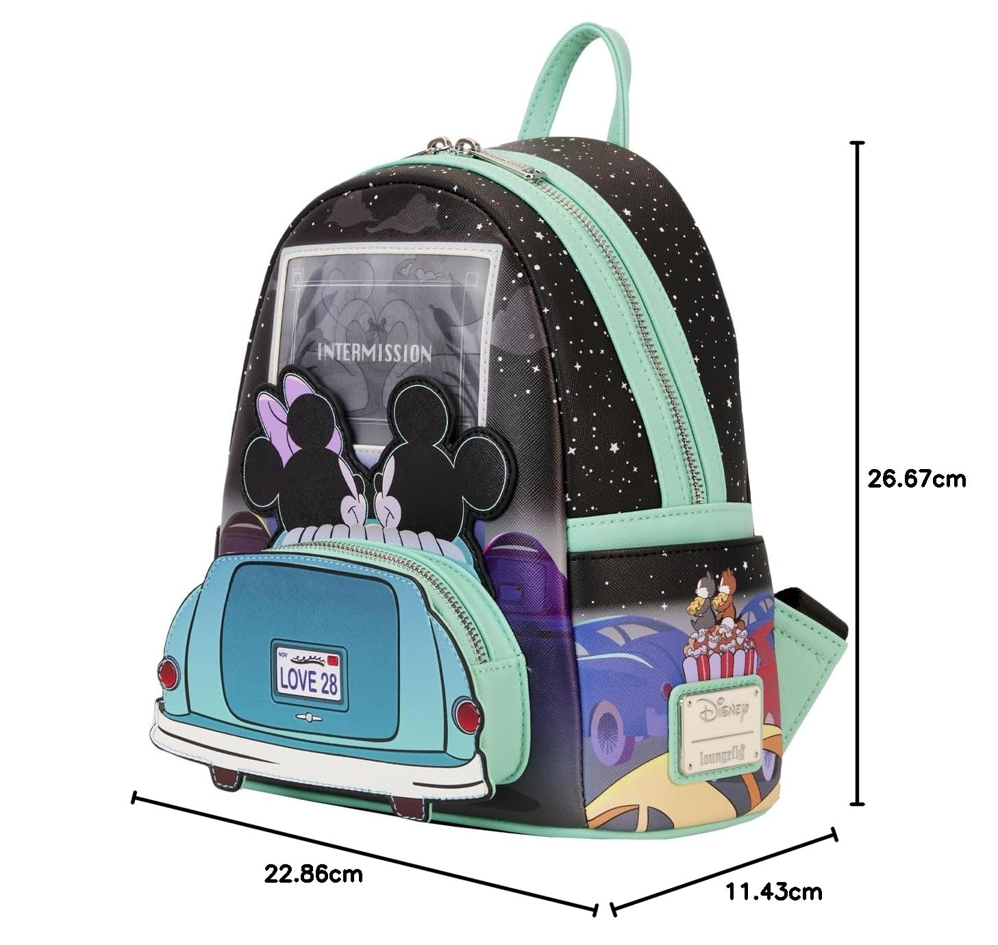 Mickey & Minnie Mouse Loungefly Mini Backpack - Cute Disney Date Night Drive-in Themed Multicolor Purse for Women | Perfect for Theme Parks, Movies & Disney Fan Collectibles