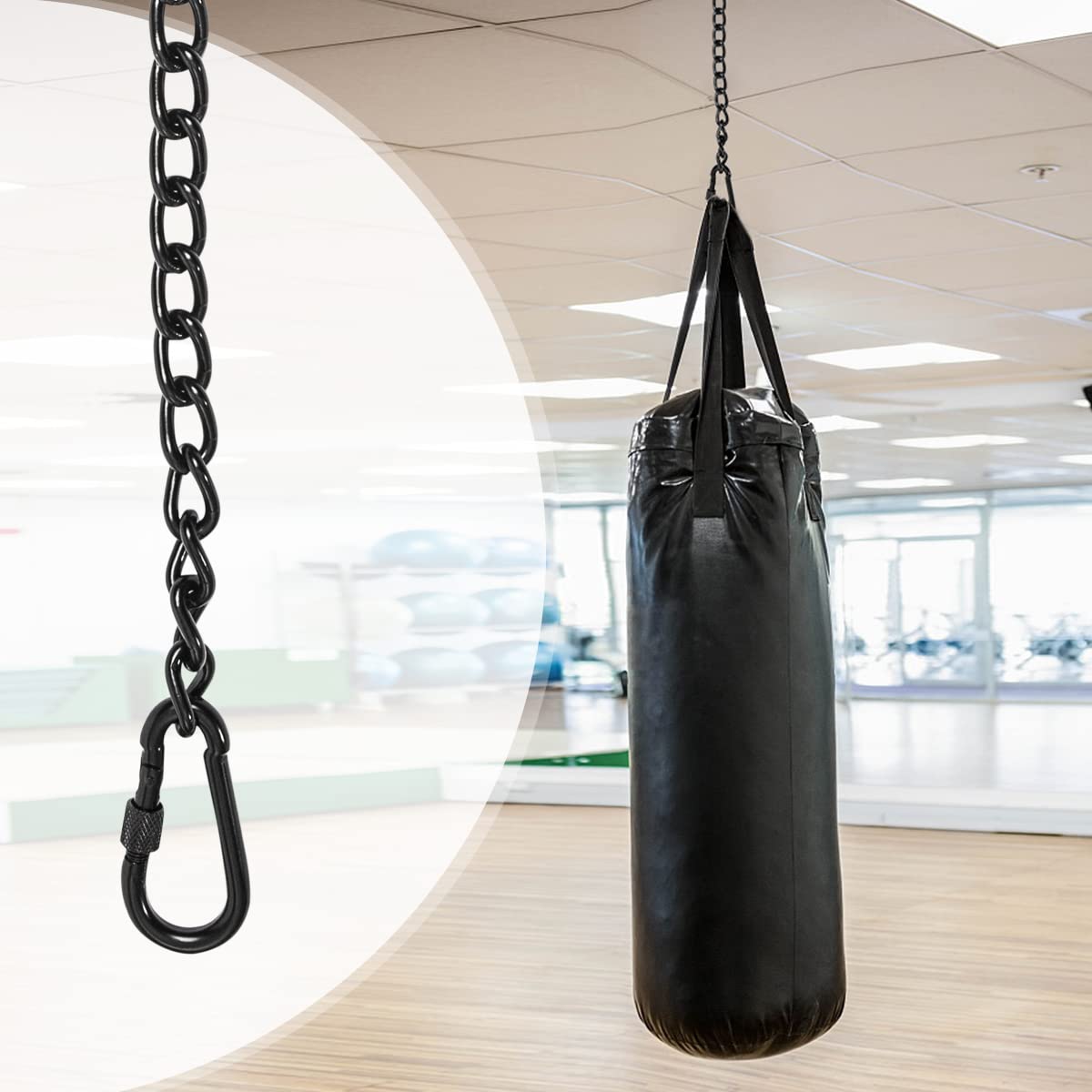 2 Pack Heavy Duty Hanging Chair Chain & Punching Bag Chain with Carabiners - Indoor/Outdoor Hammock, Swing, Gym Equipment Accessories