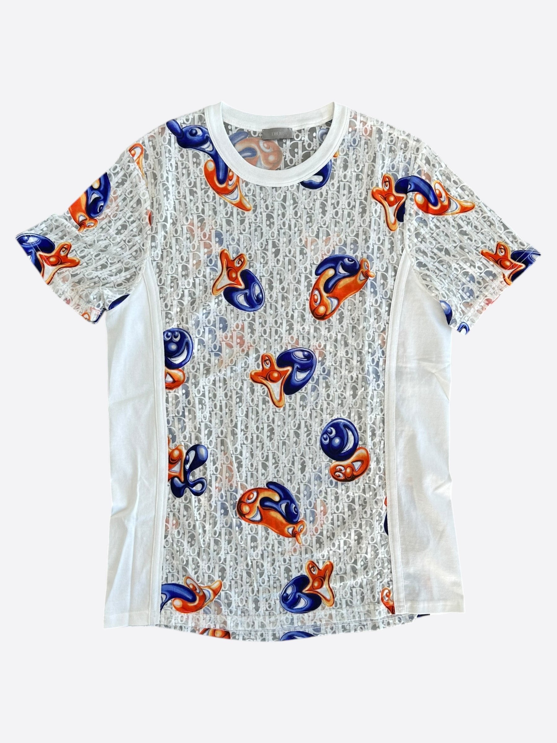 Dior Kenny Scharf White Oblique Faces Transparent T-Shirt - Stylish Graphic Tee for Men & Women - Perfect for Casual Wear, Street Fashion & Art Lovers