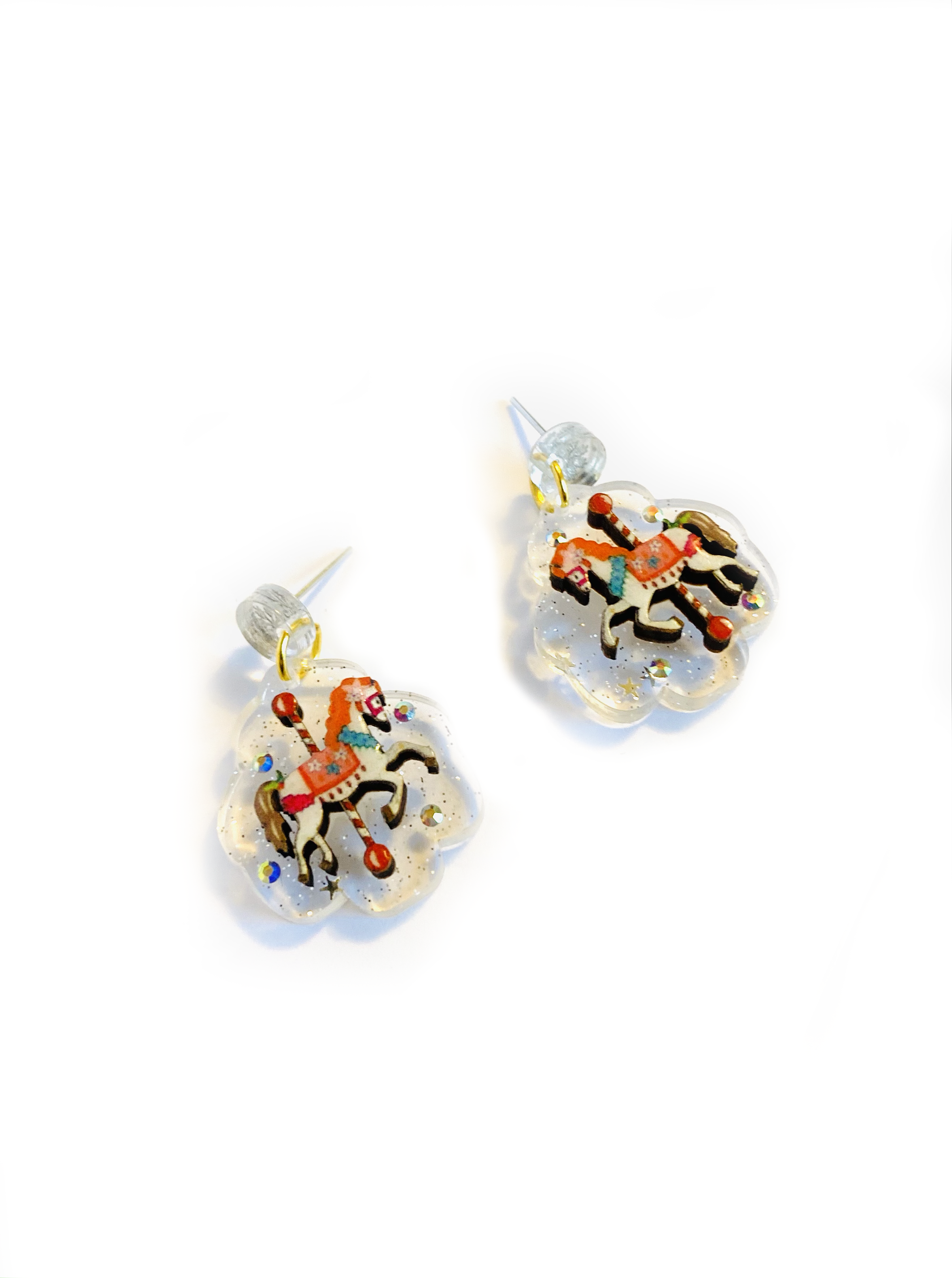 Christmas Carousel Earrings by Rosie Rose Parker - Festive Holiday Jewelry for Women, Unique Christmas Gift for Her - Perfect for Parties, Gift Exchanges & Seasonal Celebrations