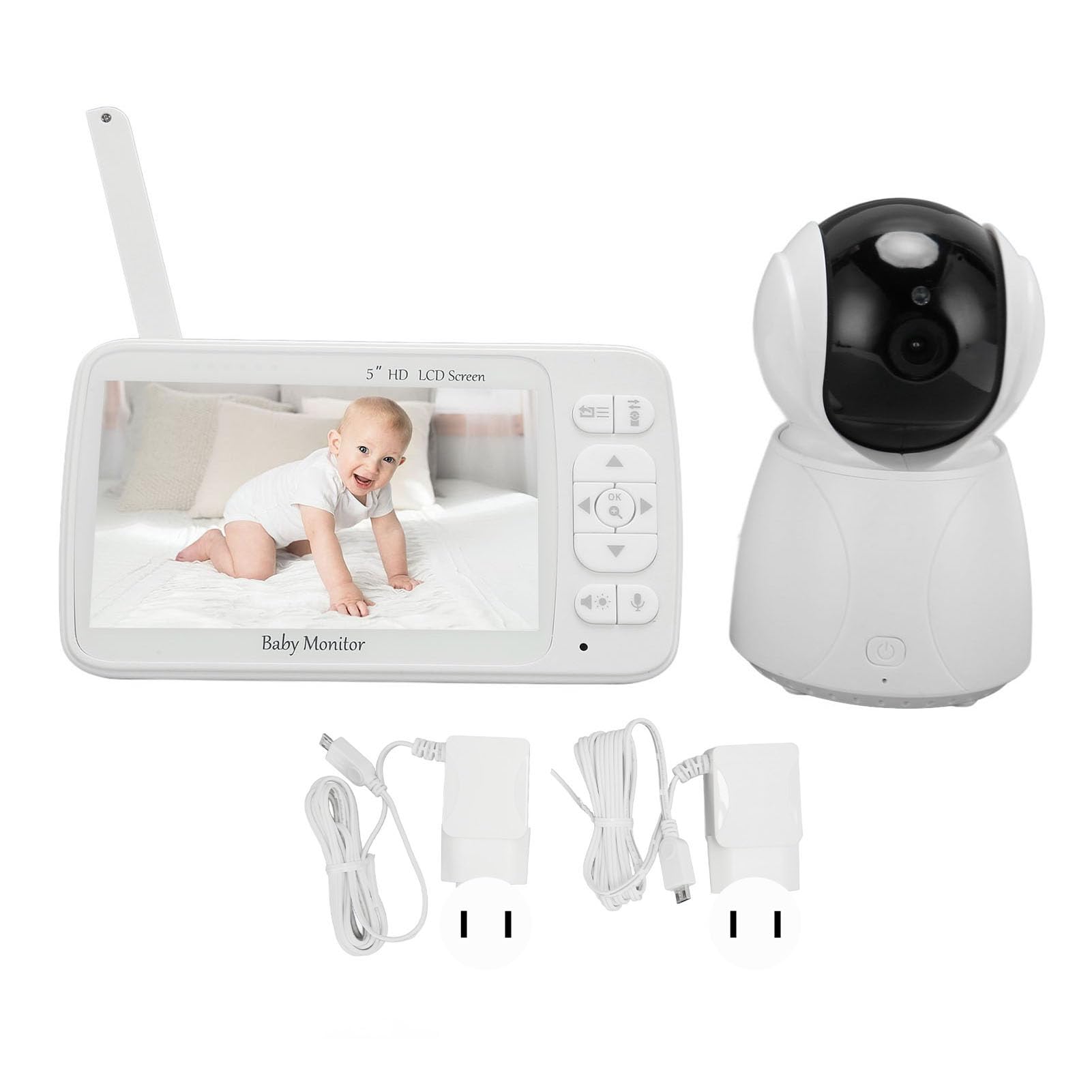 Baby Monitor with 2-Way Audio, 3X Zoom & Night Vision - 1000ft Long Range, 100-240V Home Security Camera (US Plug) for Nursery, Bedroom & Travel