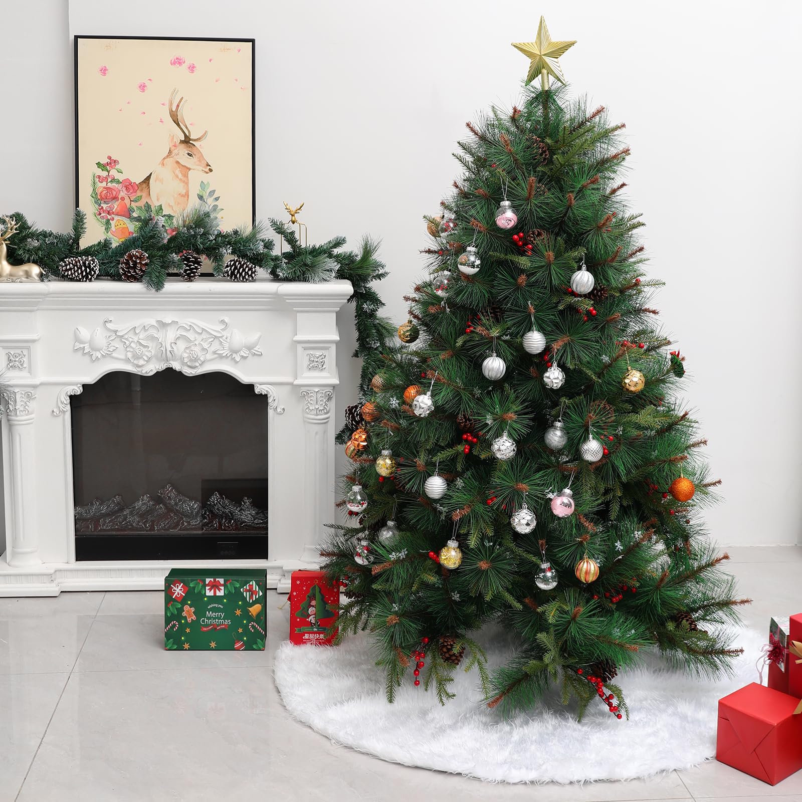 36 Inch Faux Fur Christmas Tree Skirt - Plush Holiday Decor for Xmas Tree, Home & Party Decorations - Snow White - Perfect for Living Room, Bedroom & Festive Gatherings