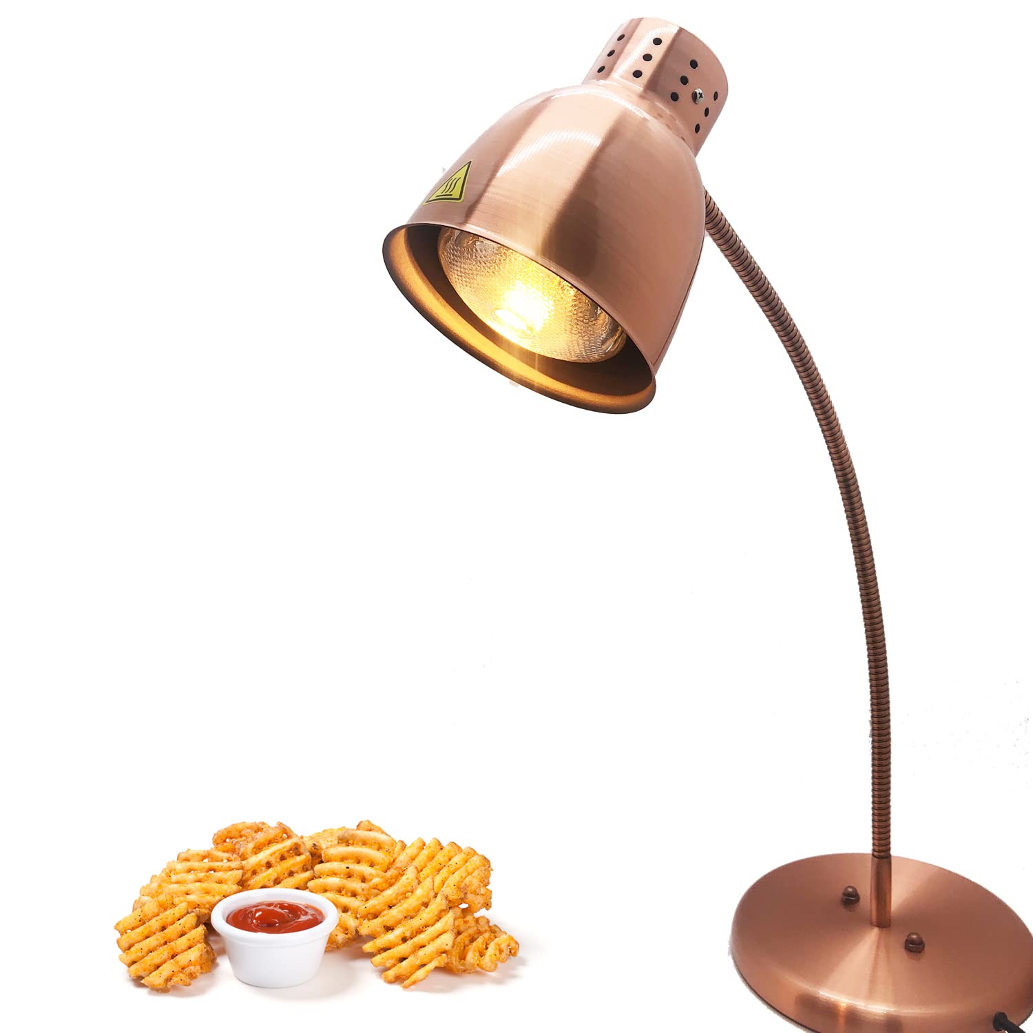 250W Freestanding Food Heat Lamp with Bulb - Commercial Buffet Warmer, Home Catering & Restaurant Food Heating Light - Perfect for Keeping Meals Warm at Parties, Events & Buffet Tables (Copper, Single Head)