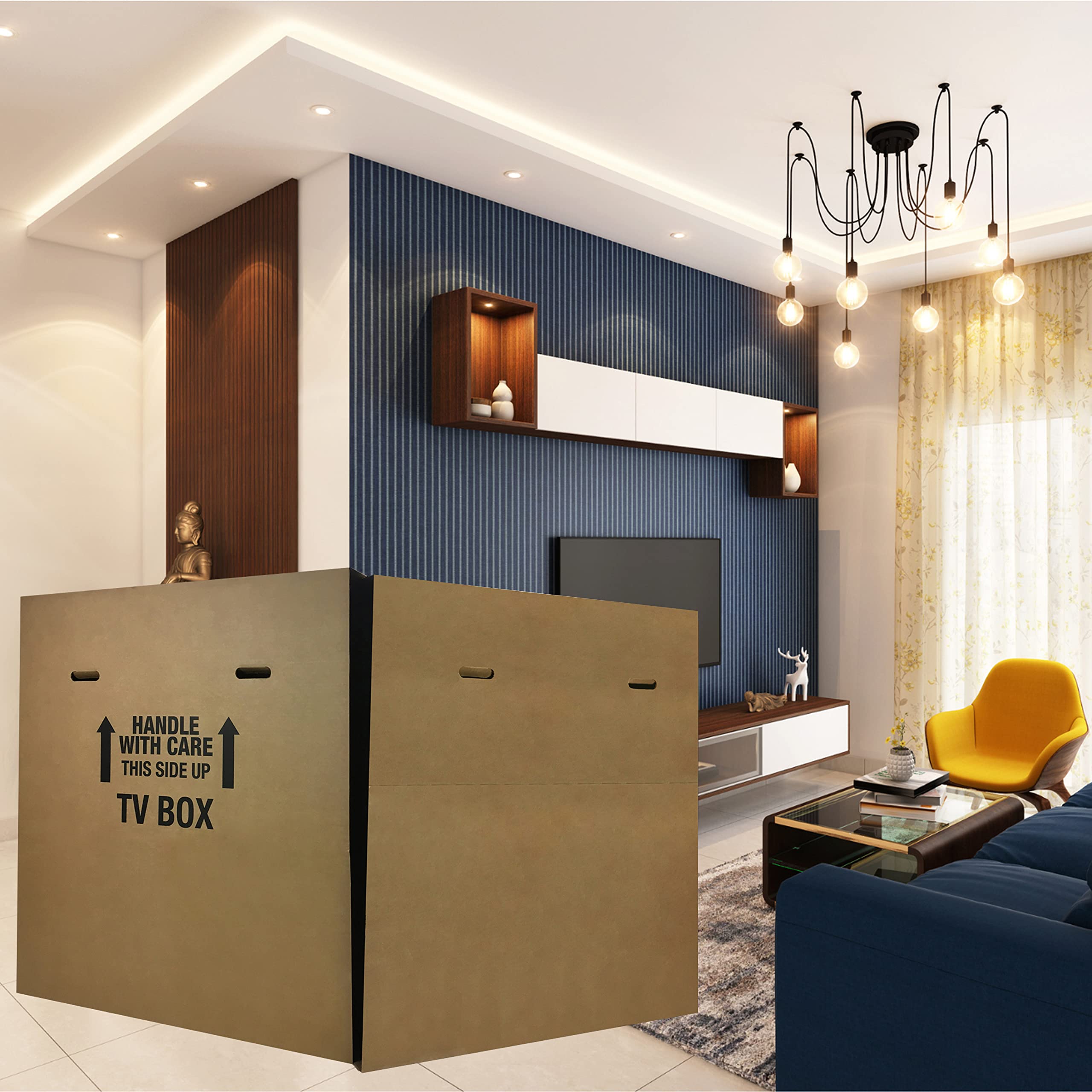 uBoxes Heavy Duty TV Moving Box - 1 Pack for 32-65 Inch Flat Screen TVs | Secure Packing & Easy Transport for Home Moving, Storage & Shipping
