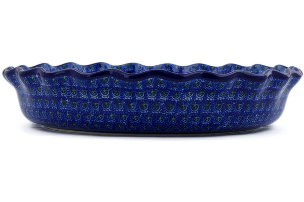 10-Inch Fluted Pie Dish with Blue Poppies Design - Perfect for Baking Apple Pies, Quiches & Tarts - Oven-Safe Ceramic Pie Pan for Holidays & Family Gatherings