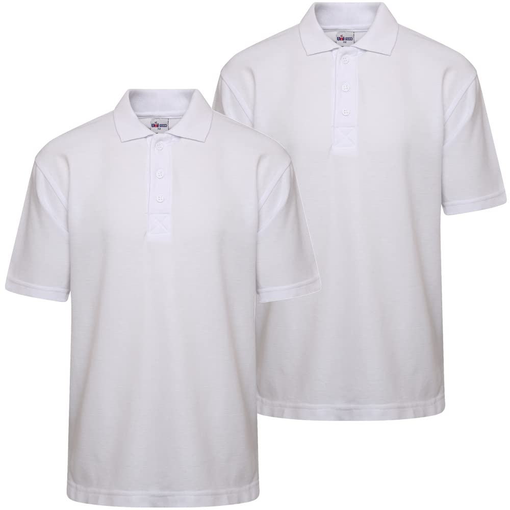 2 Pack Kids White Polo Shirts - Plain School Uniform T-Shirts for Boys & Girls - Comfortable Tee for School, Sports & Daily Wear