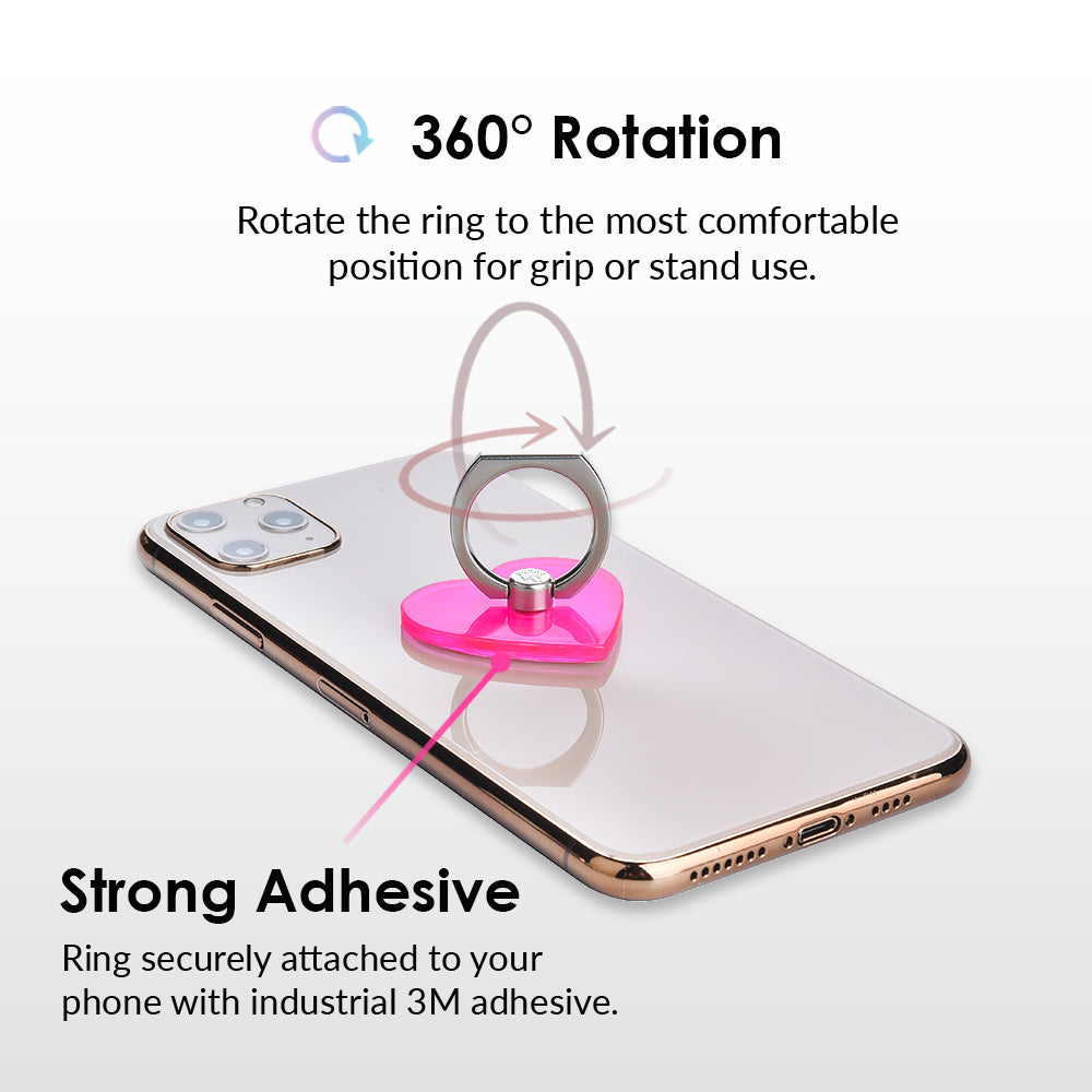 Neon Pink Phone Ring Holder - Grip Stand for Smartphones - Perfect for Selfies, Videos & Hands-Free Use at Home, Office & Travel