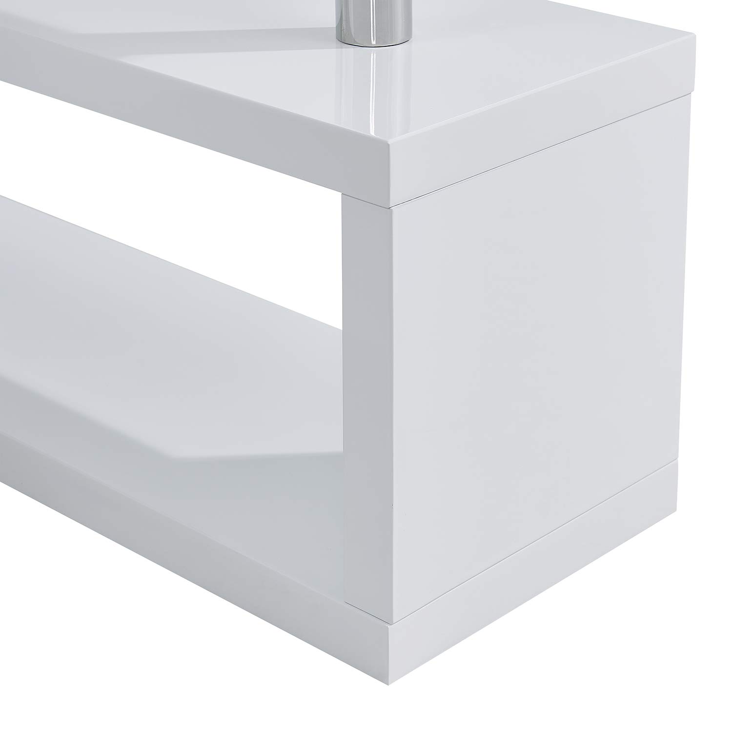 SEI Furniture Yates Multifunctional Corner/L-Shaped Desk with Shelves - White & Chrome Finish for Home Office, Gaming Setup, and Small Space Workstation