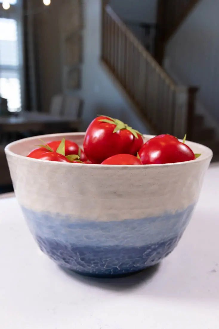 XL Stoneware Textured Ice & Blues Serving Bowl - Large 24