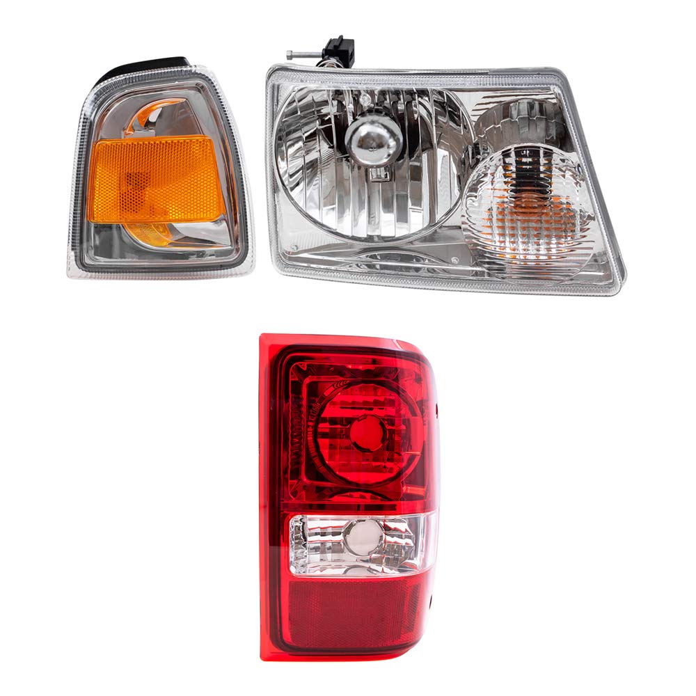 Brock Replacement 6-Piece Headlight, Taillight & Parking Signal Light Kit for 2006-2011 Ford Ranger Pickup Truck - Perfect for Night Driving & Off-Road Adventures