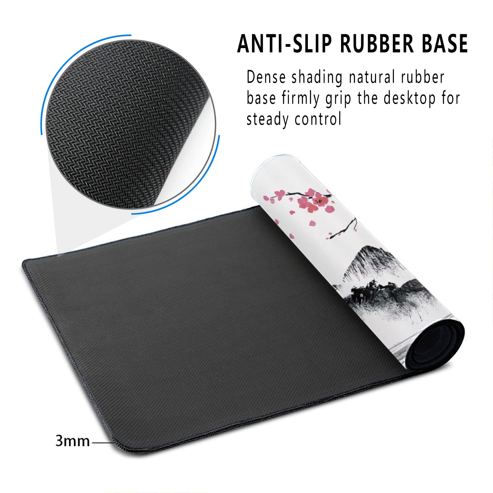 Japanese Cherry Blossom Floral Desk Mat - Large 31.5