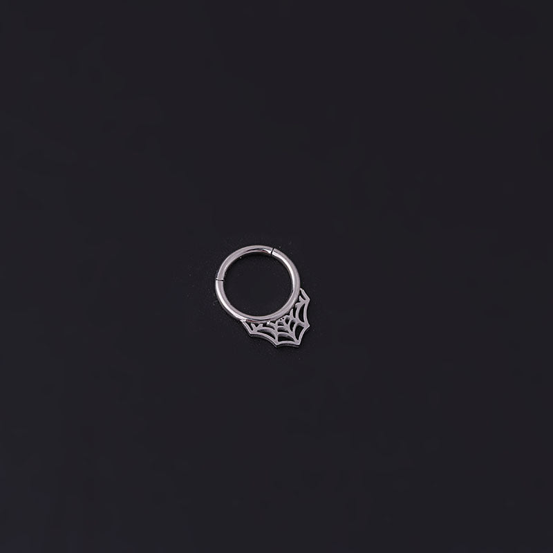 16G Spider Web Septum Ring - Indian Nose Ring for Women & Men | HSPJ693 | Gothic Jewelry for Body Piercing & Festival Fashion