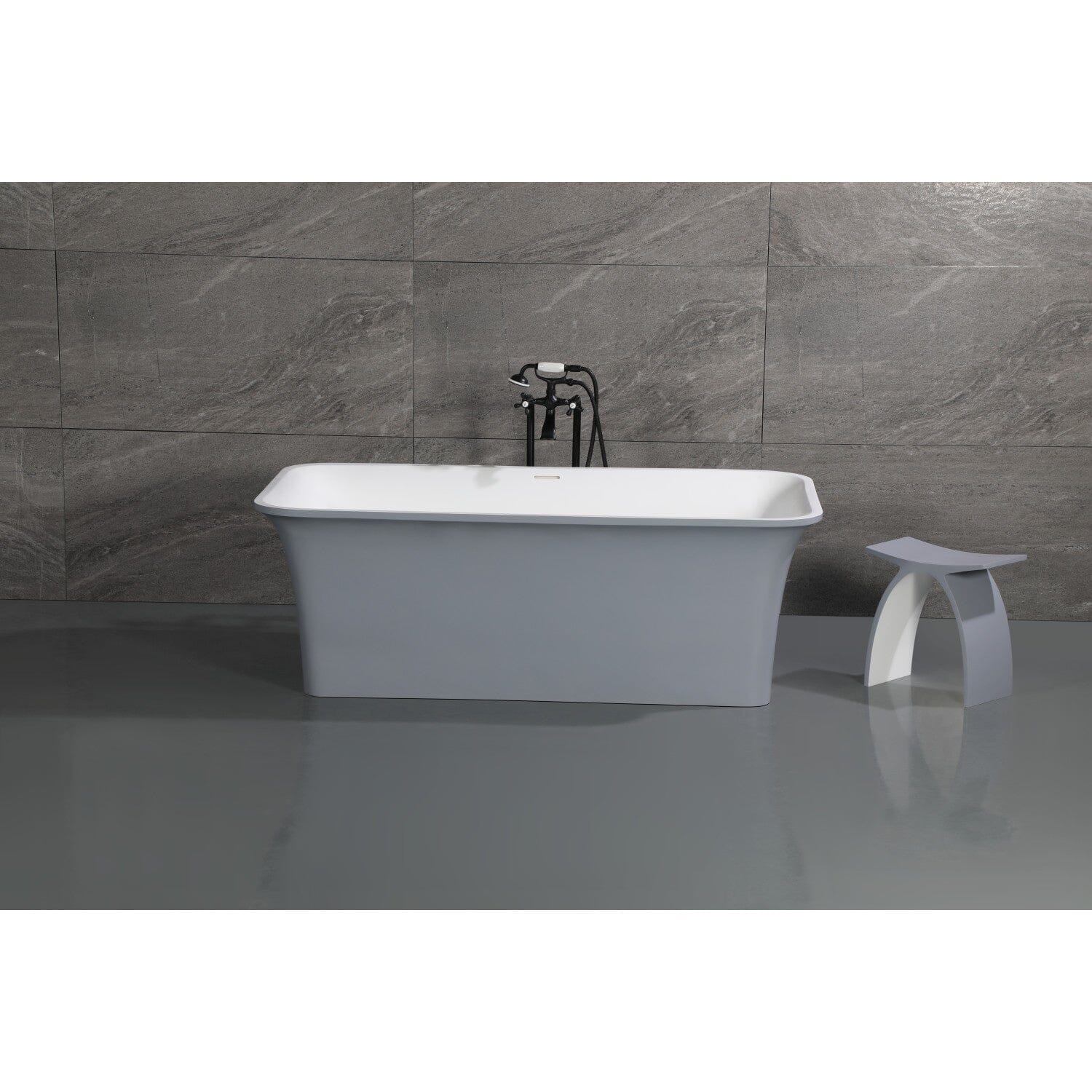 Arcticstone 67 Inch Freestanding Bathtub - Solid Surface Rectangular Soaking Tub with Drain - Perfect for Luxury Bathrooms & Spa Retreats