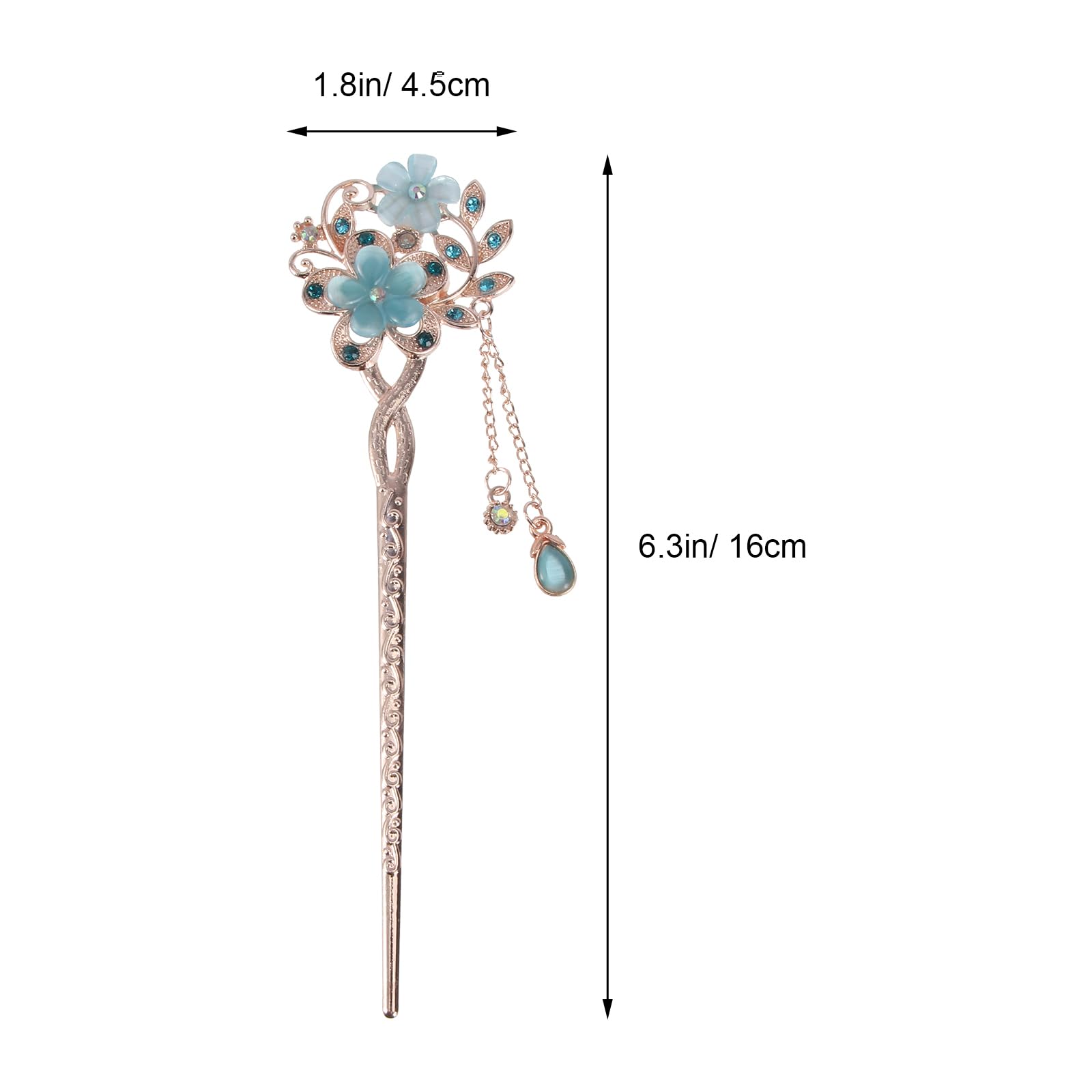 Lurrose Rhinestone Hair Stick - Vintage Pearl Hairpin for Women, Long Hair Styling