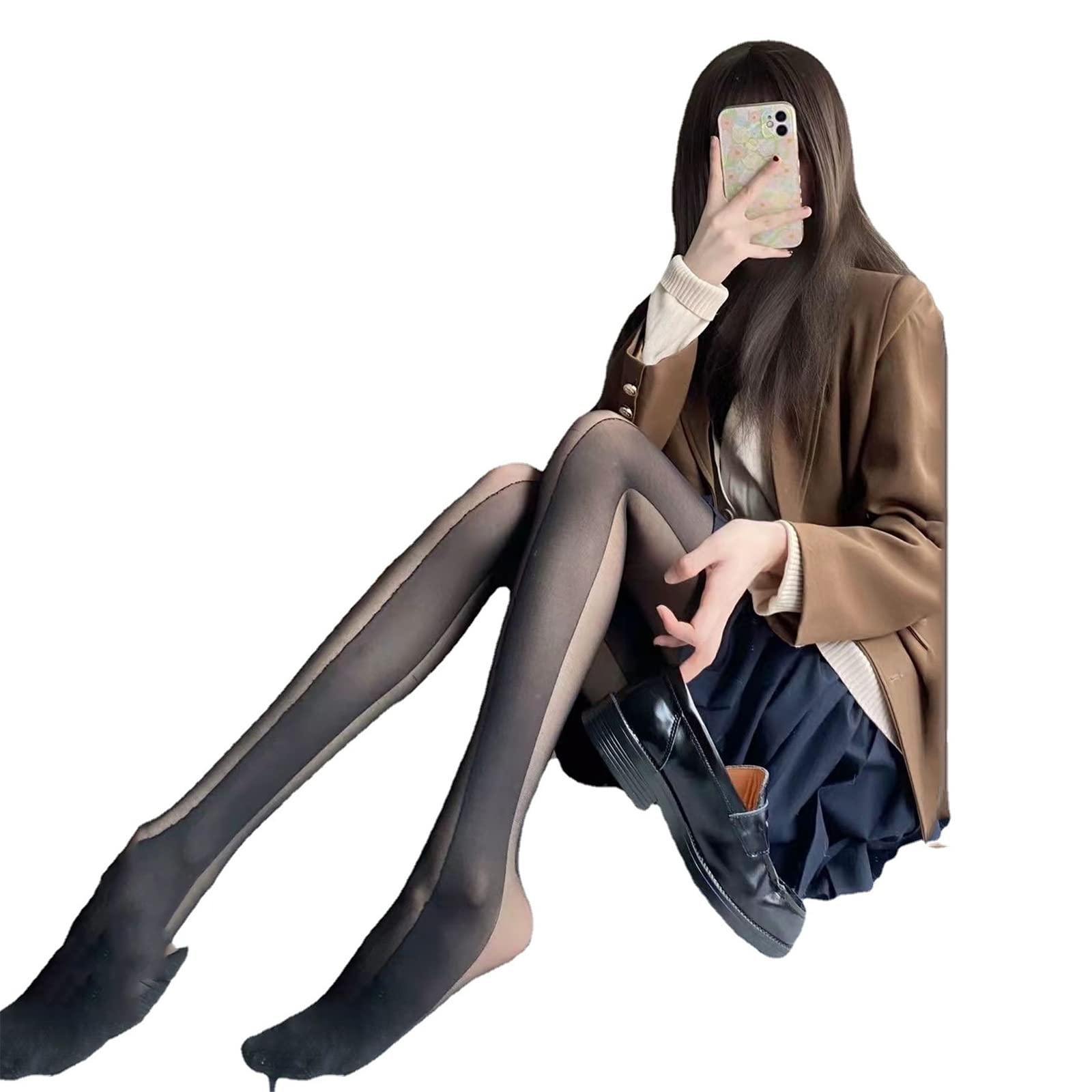Women's Black Stitching Pantyhose - 4 Seasons Vertical Striped Sheer Tights for Slim Look | Perfect for Office, Party & Everyday Wear