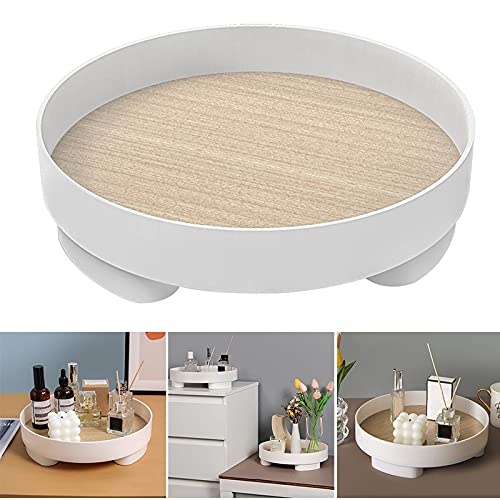 VALINK Round Wooden Tray - Stylish Desktop Organizer for Keys, Snacks & Office Supplies | Perfect for Home, Office & Porch Organization