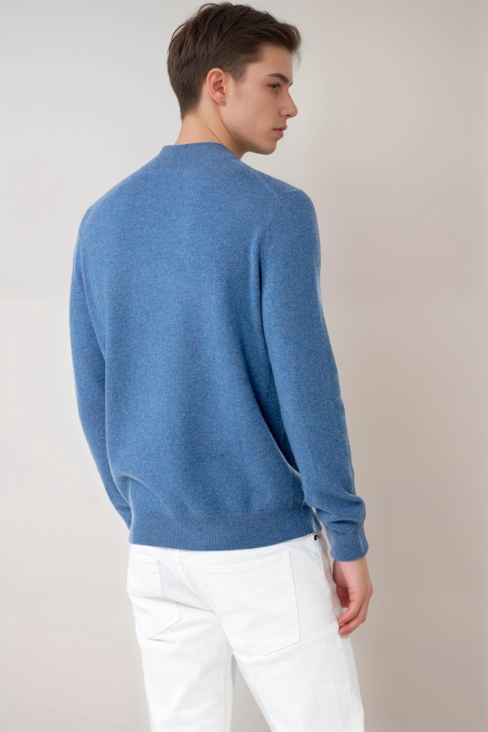 100% Pure Mongolian Cashmere Sweater for Men - Soft Mock Neck Crewneck Pullover | Winter Warm Casual Knitwear for Office, Travel & Everyday Wear