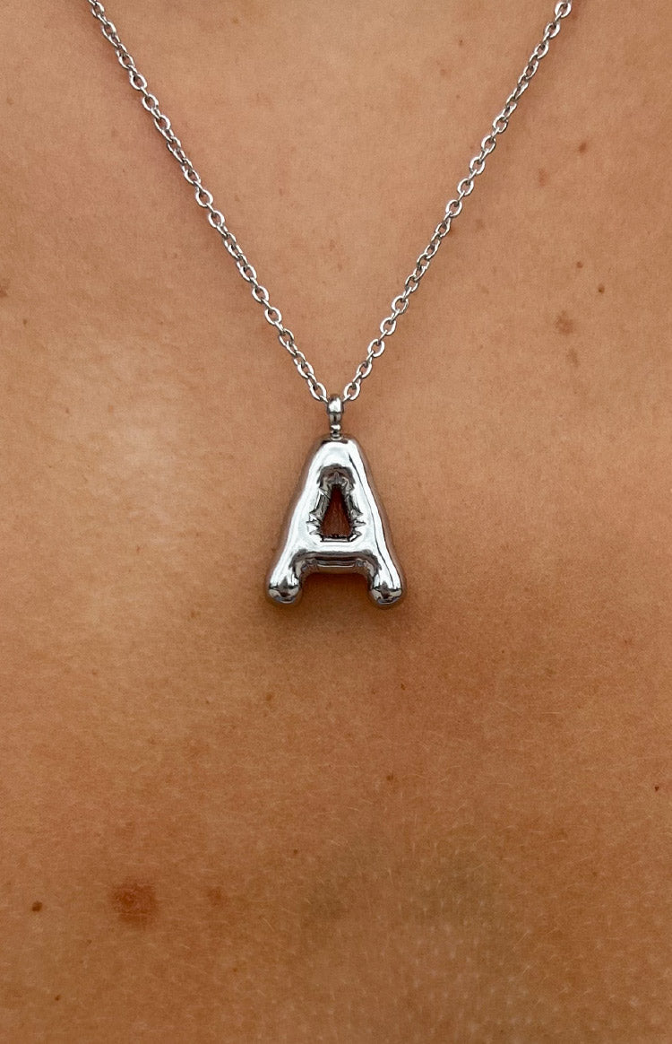 Bubble Bliss Silver Letter Necklace - Personalized Initial Pendant for Women | Elegant Layering Jewelry for Everyday Wear, Gifts & Special Occasions