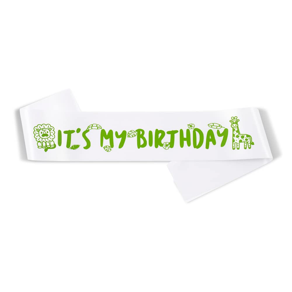 Jungle Theme Birthday Sash - Personalized 'It's My Birthday' Party Decoration for Boys & Girls - Perfect for Jungle Themed Birthday Parties, Baby Showers & Special Celebrations