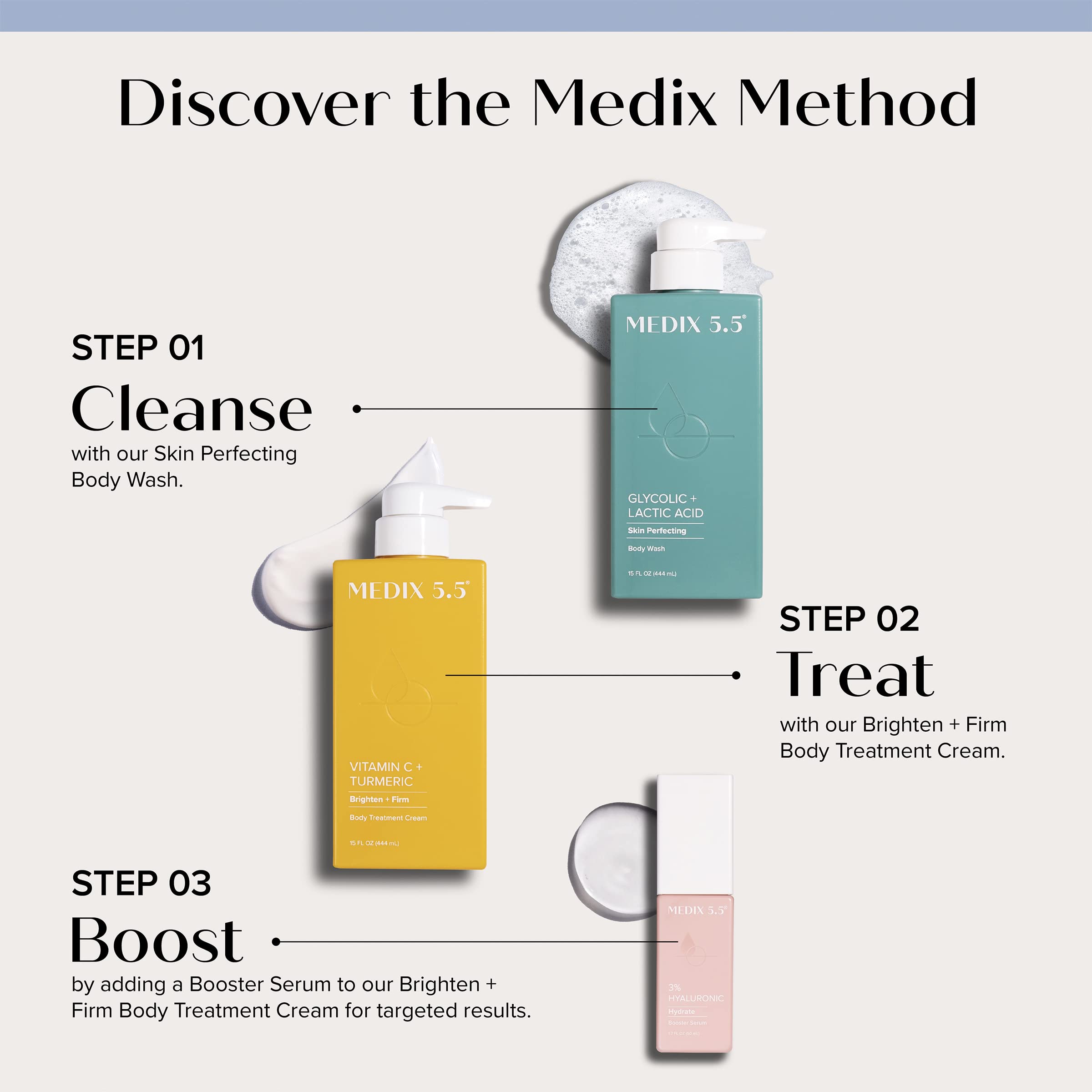 Medix 5.5 Vitamin C Brightening Body Cream & Glycolic Acid Exfoliating Body Wash Set for Glowing Skin - Hydrating & Brightening Skincare Duo for Dry Skin, Dark Spots & Uneven Tone | Perfect for Daily Body Care Routine & Post-Sun Treatment