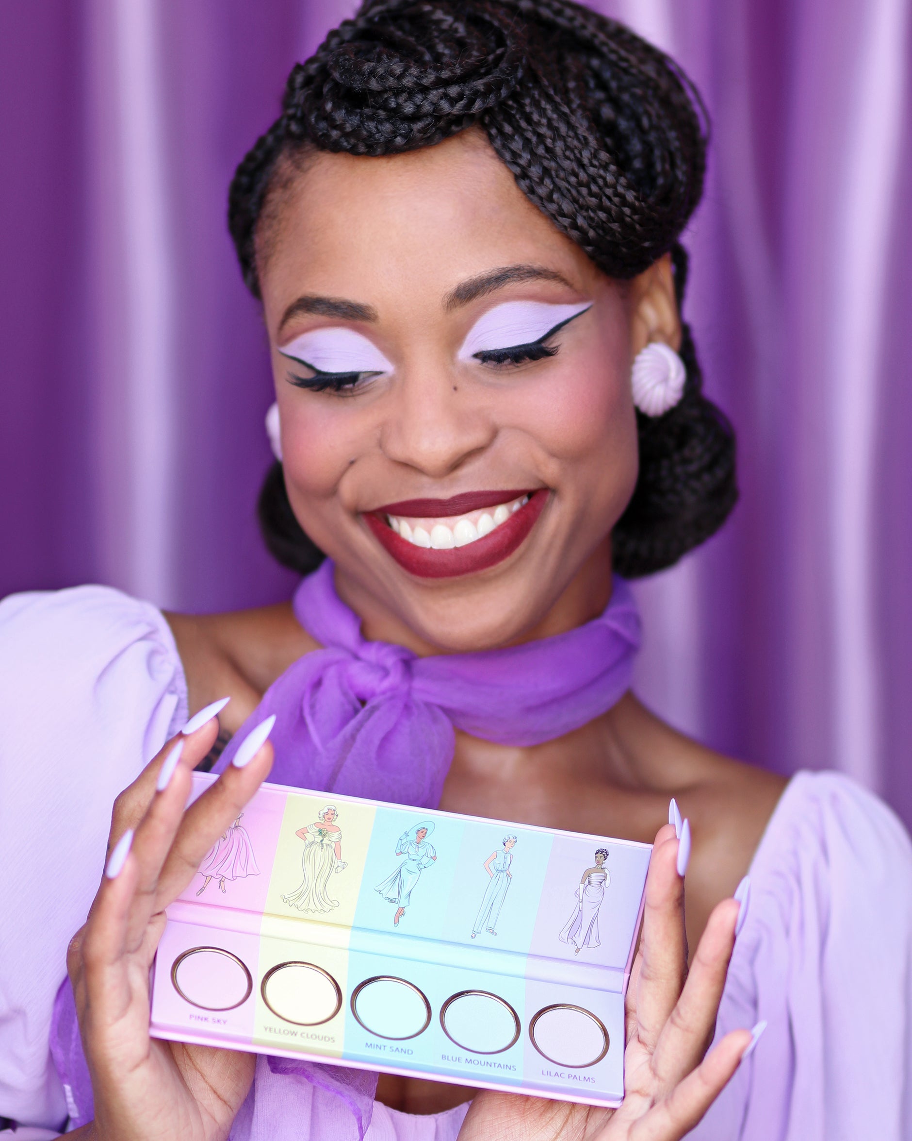 Vintage Pastel Eyeshadow Palette - Soft Matte & Shimmer Shades for Everyday & Party Makeup | Mid Century Inspired Cosmetic Collection