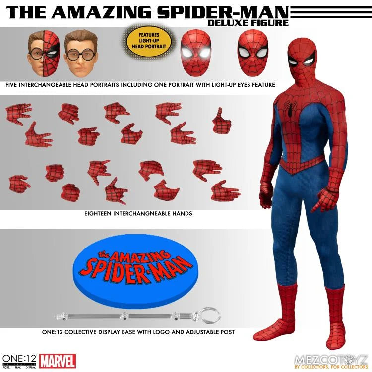Mezco One:12 Collective Amazing Spider-Man Deluxe Edition Action Figure - Premium Collectible for Marvel Fans, Home Display & Gift Idea