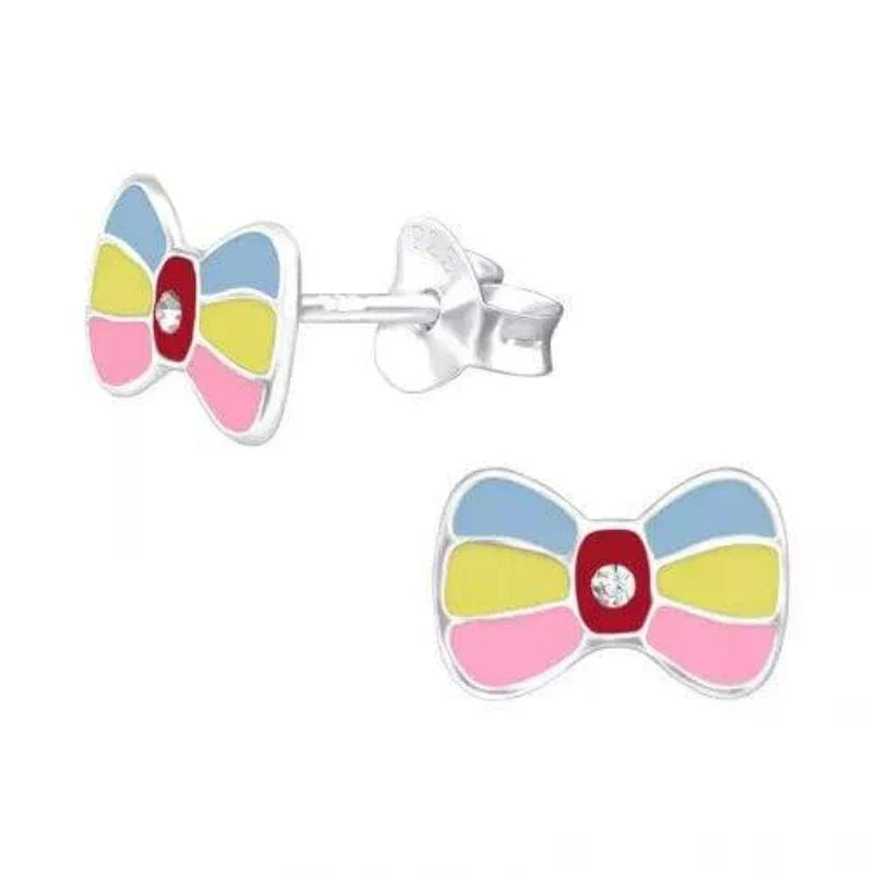 Kids Silver Bow Stud Earrings for Girls - Hypoallergenic & Dainty Jewelry Gift for Birthdays & Special Occasions | Perfect for School, Parties & Everyday Wear