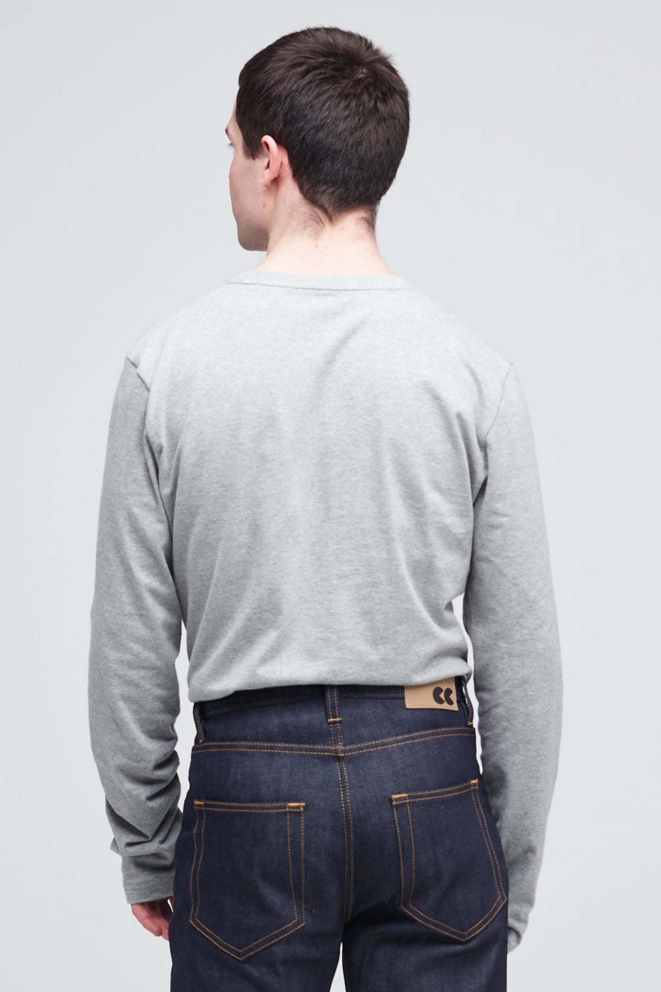 Premium Men's Long Sleeve T-Shirt - Soft Cotton Grey Marl Crewneck Shirt for Casual Wear, Work & Outdoor Activities