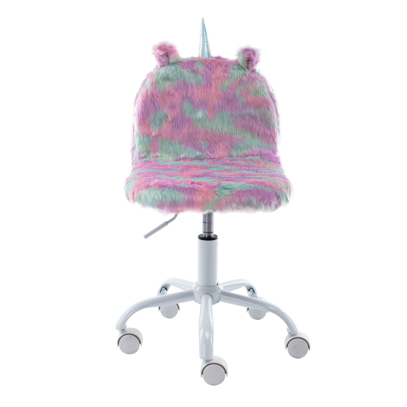 DM Furniture Cute Fur Kids Desk Chair - Adjustable Swivel Study Chair for Boys & Girls, Soft Animal Rolling Chair in Purple | Perfect for Homework, Gaming & Bedroom Decor
