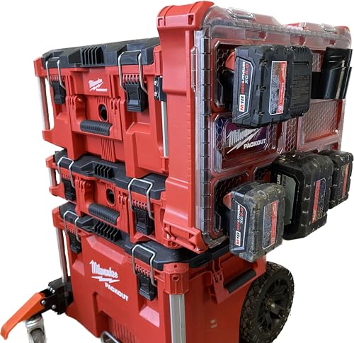 M18 Battery Holder for Milwaukee Packout Toolbox - Secure & Organized Power Tool Storage for Job Sites & Workshops