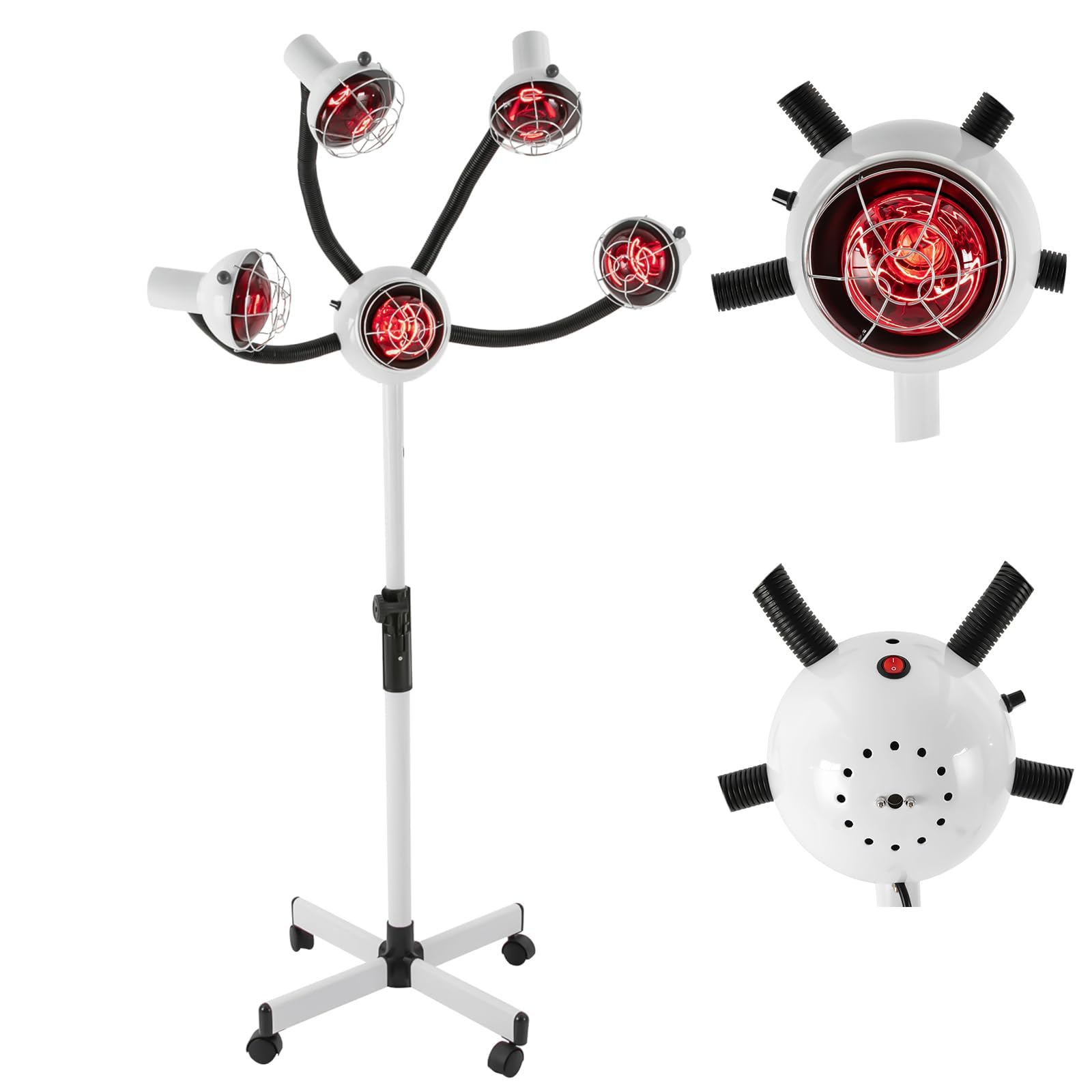 Professional 750W Infrared Hair Color Processor Machine with 5 Heating Lights & Flexible Arm Wheels - Salon-Grade Hair Dryer for Stylists (Model A3 with Cover) - Perfect for Salon Treatments, Hair Coloring, and Professional Styling Services