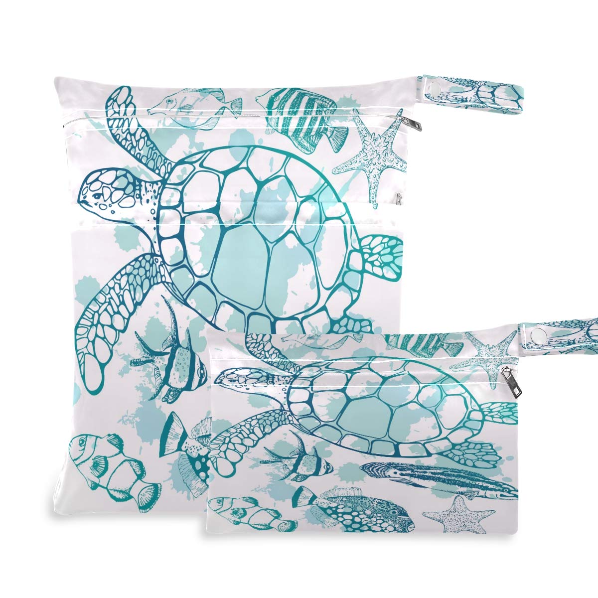 Blueangle Waterproof Wet Dry Bag for Swimsuits, Diapers & Travel - Reusable Water Resistant Storage Pouch for Beach, Pool & Gym - 2 Pack Wet Bags for Clothes, Toiletries & Baby Essentials