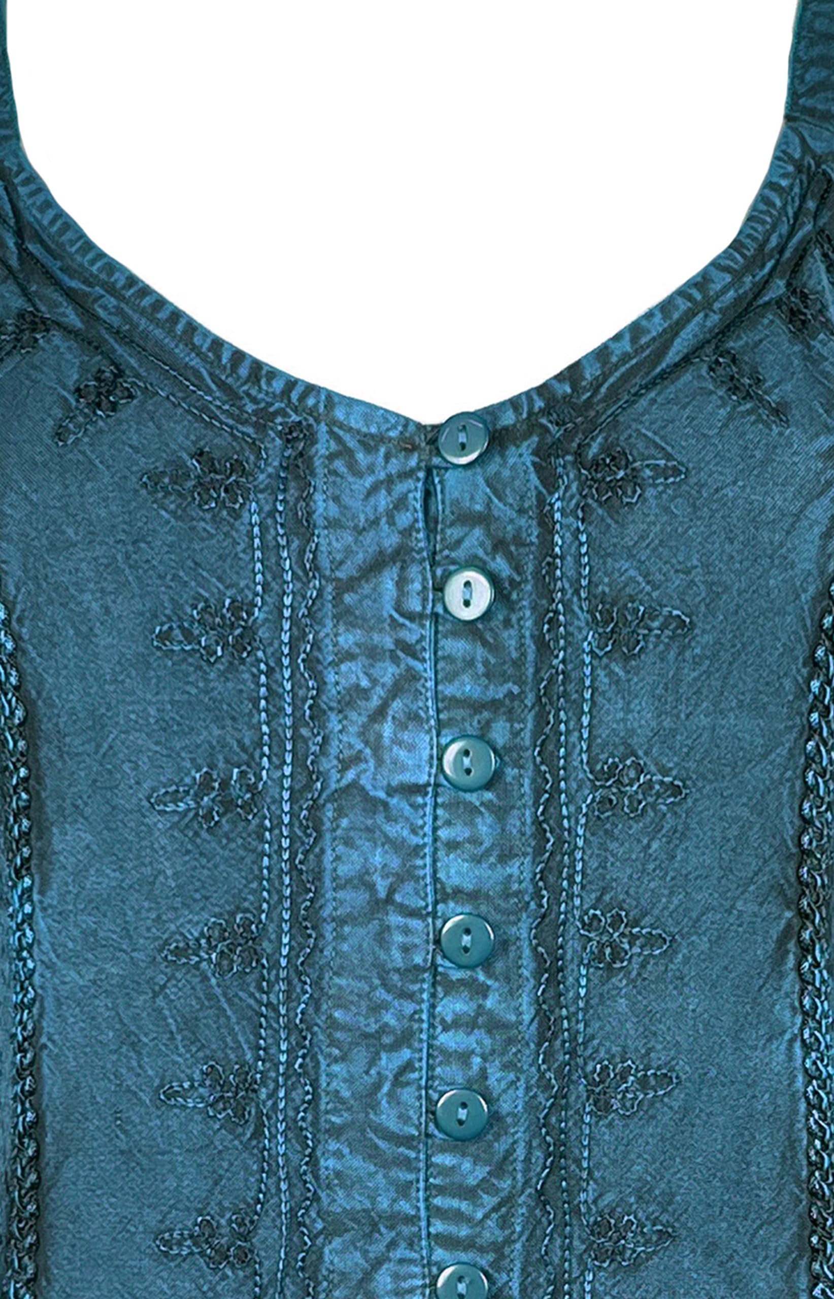 Agan Traders Women's Sleeveless Embroidered Bohemian Blouse - Summer Fashion Tank Top for Casual Wear, Beach Outfits & Vacation Style